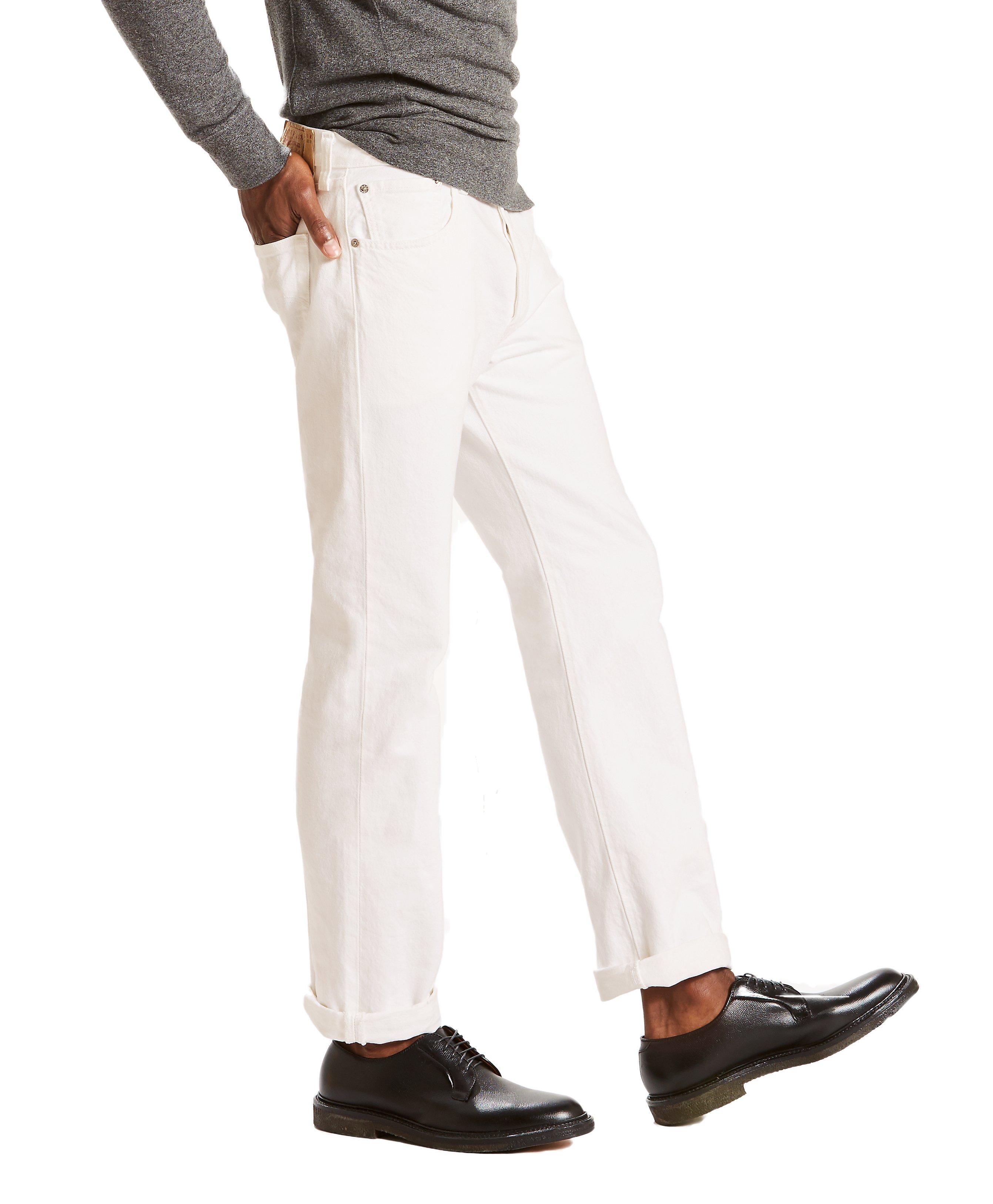 Levi's Men's 501 Original Straight Fit White Jeans - WHITE Thumbnail View 3