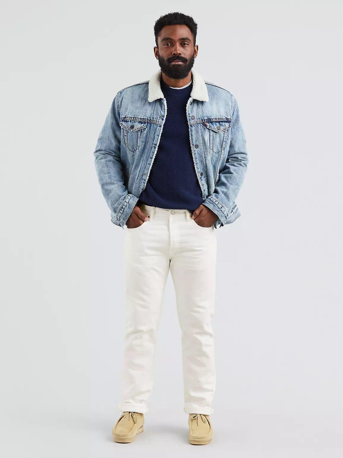 Levi's Men's 501 Original Straight Fit White Jeans - WHITE Thumbnail View 4