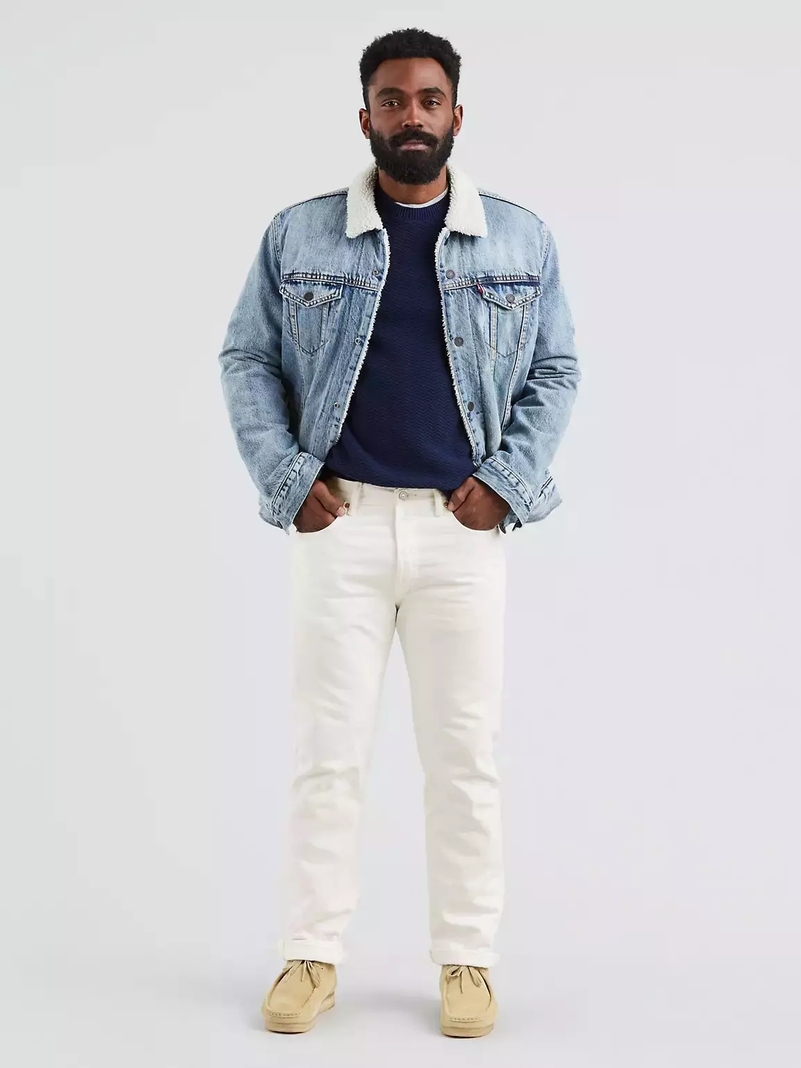 Levi's Men's 501 Original Straight Fit White Jeans - WHITE