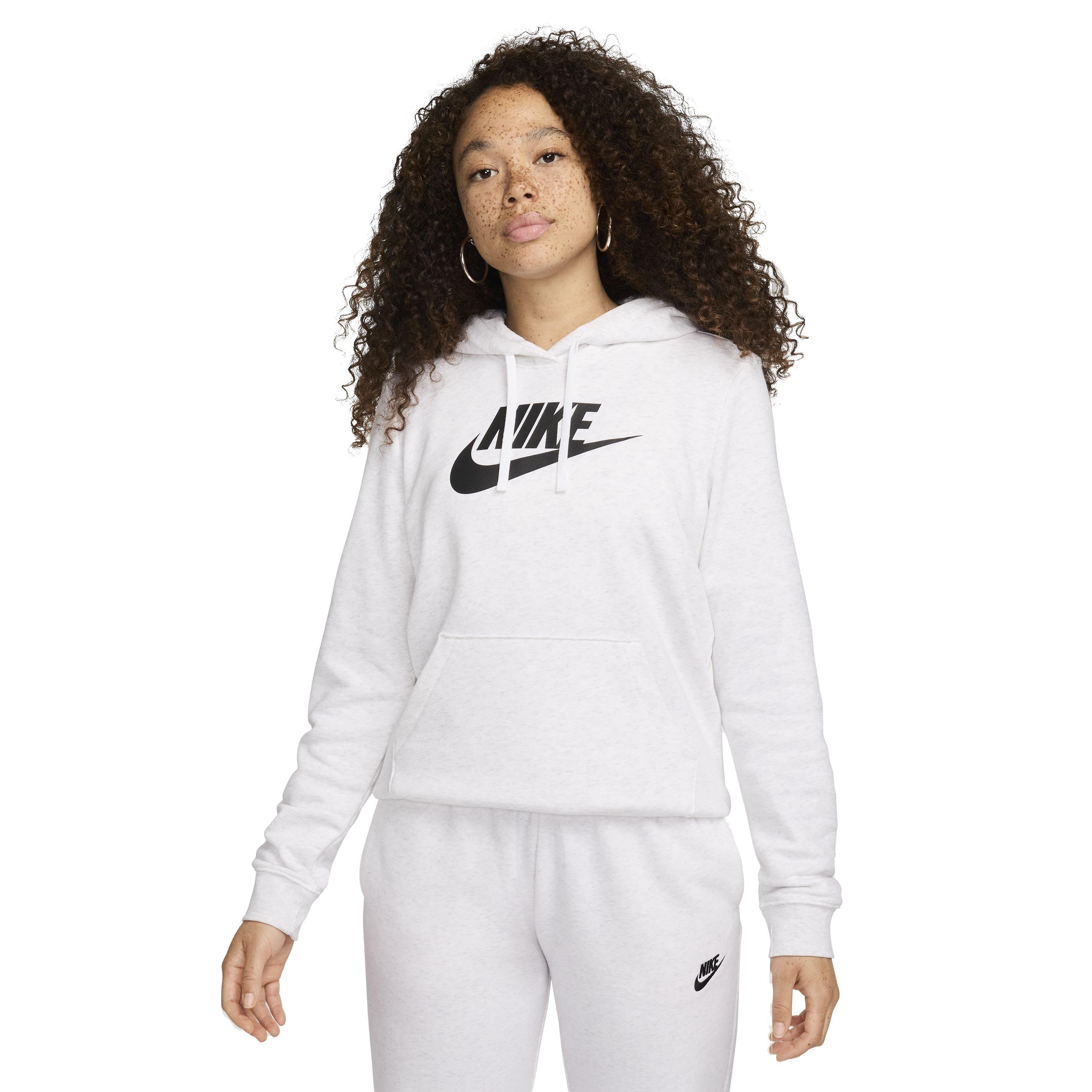 Nike Women's Sportswear Club Fleece Logo Pullover Hoodie - WHITE Thumbnail View 1