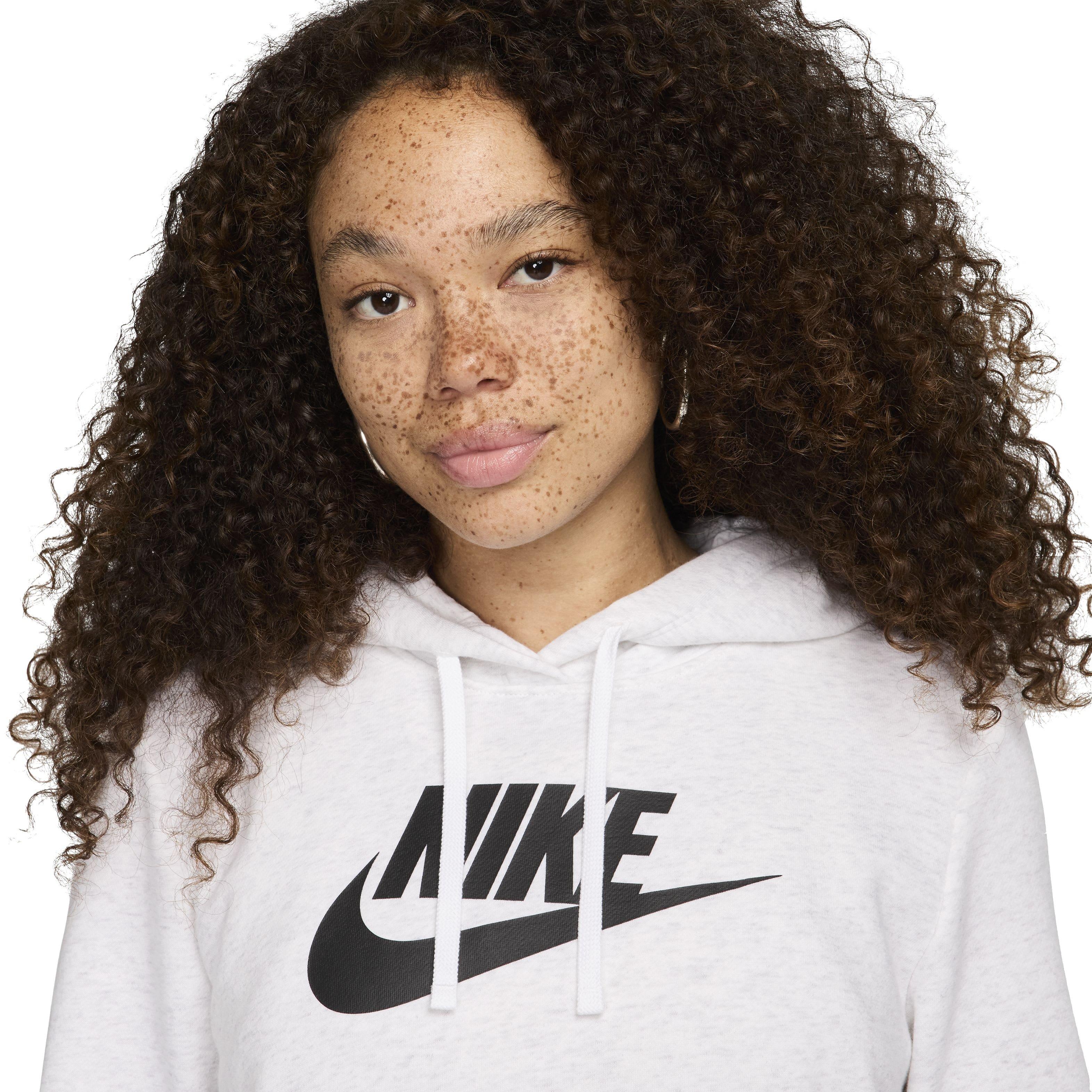 Nike Women's Sportswear Club Fleece Logo Pullover Hoodie - WHITE Thumbnail View 3