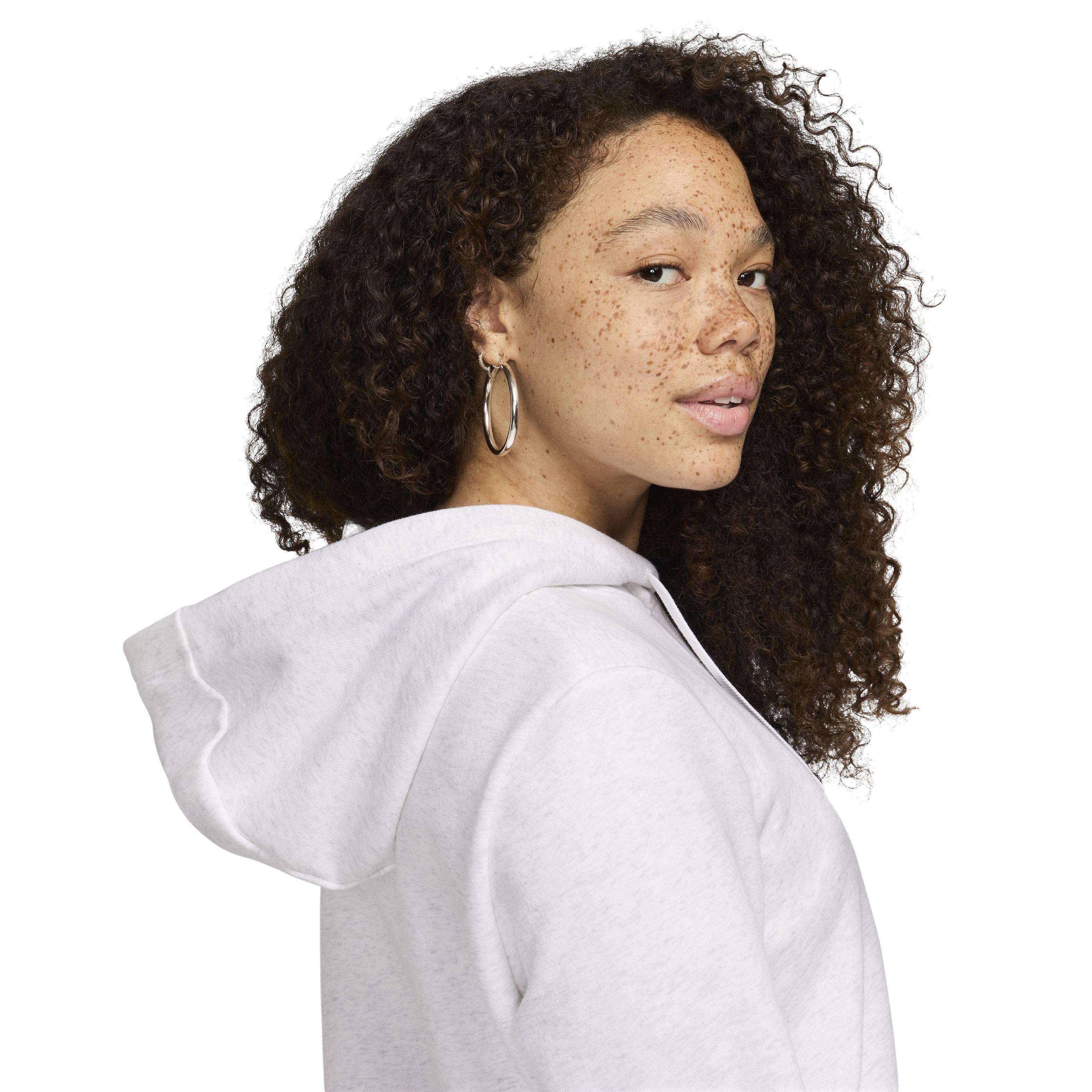 Nike Women's Sportswear Club Fleece Logo Pullover Hoodie - WHITE Thumbnail View 5
