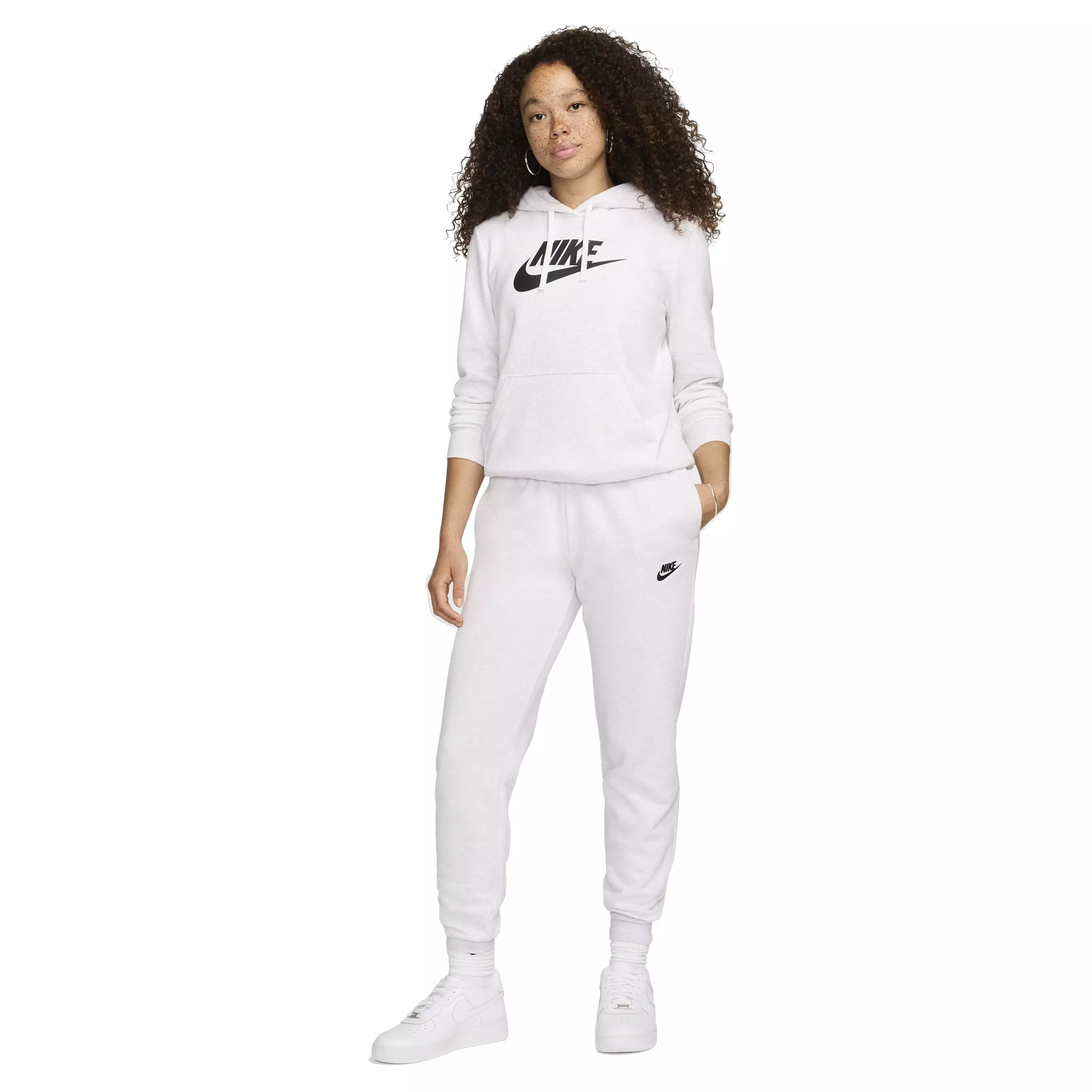 Nike Women's Sportswear Club Fleece Logo Pullover Hoodie - WHITE