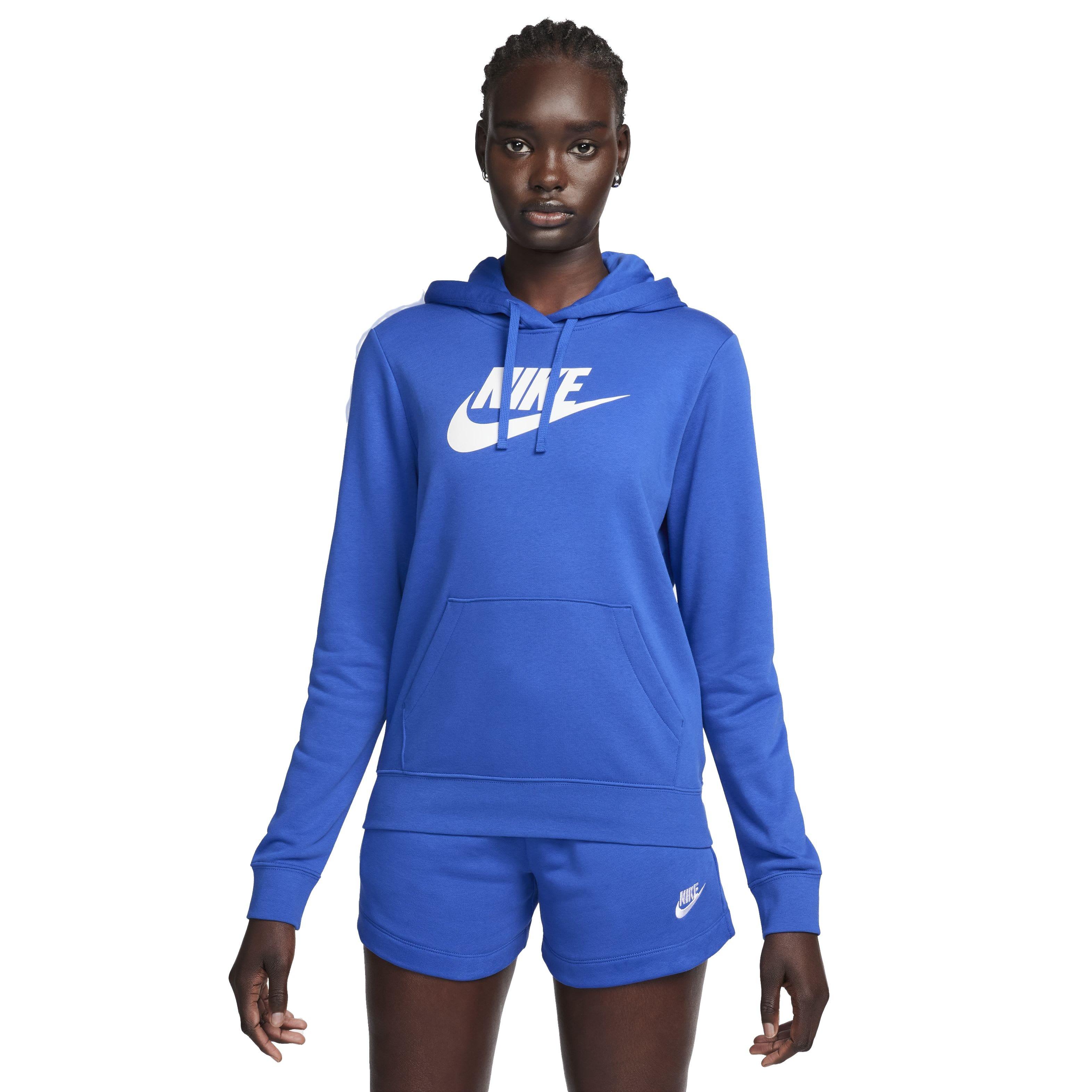 Nike Women's Sportswear Club Fleece Logo Pullover Hoodie - BLUE Thumbnail View 1