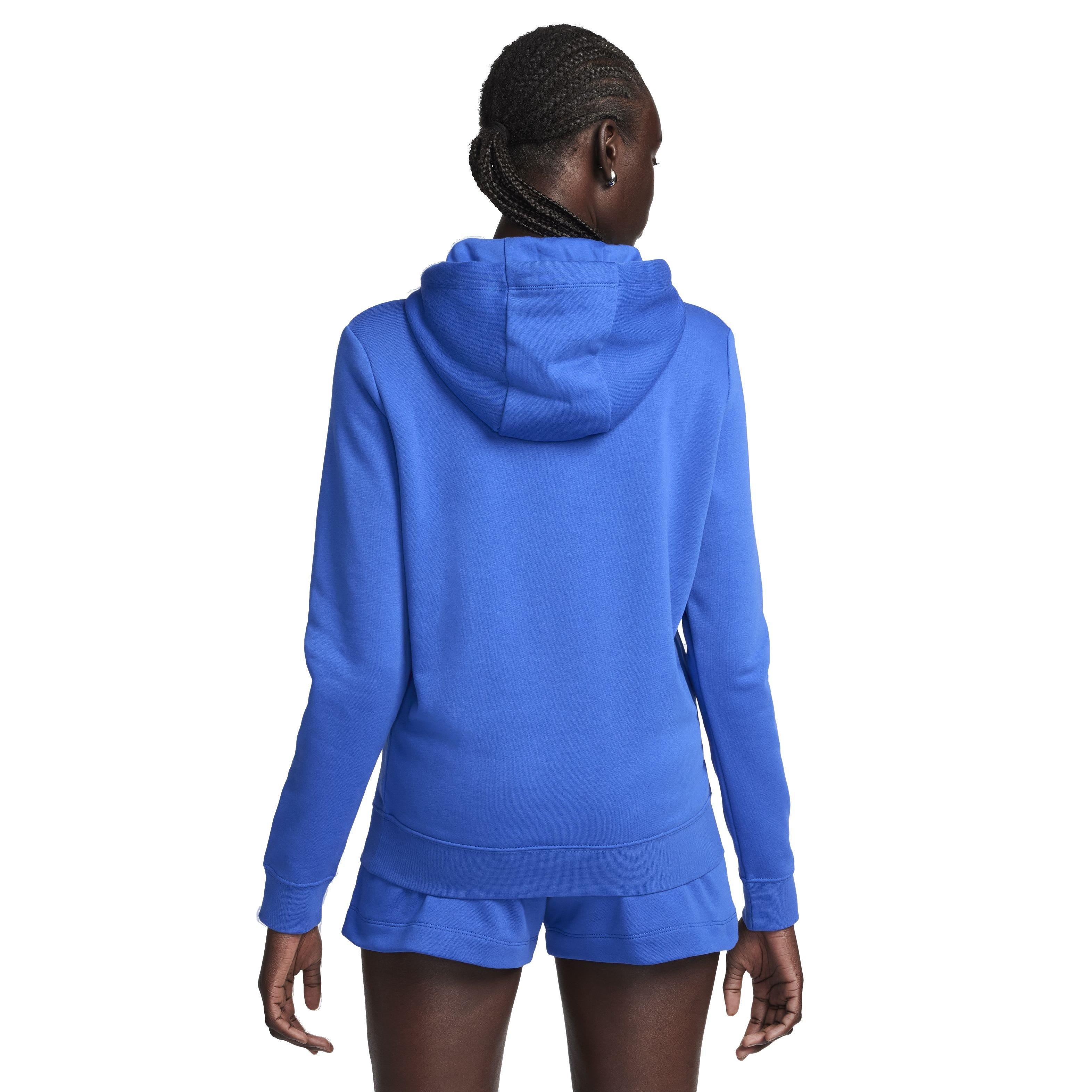 Nike Women's Sportswear Club Fleece Logo Pullover Hoodie - BLUE Thumbnail View 2