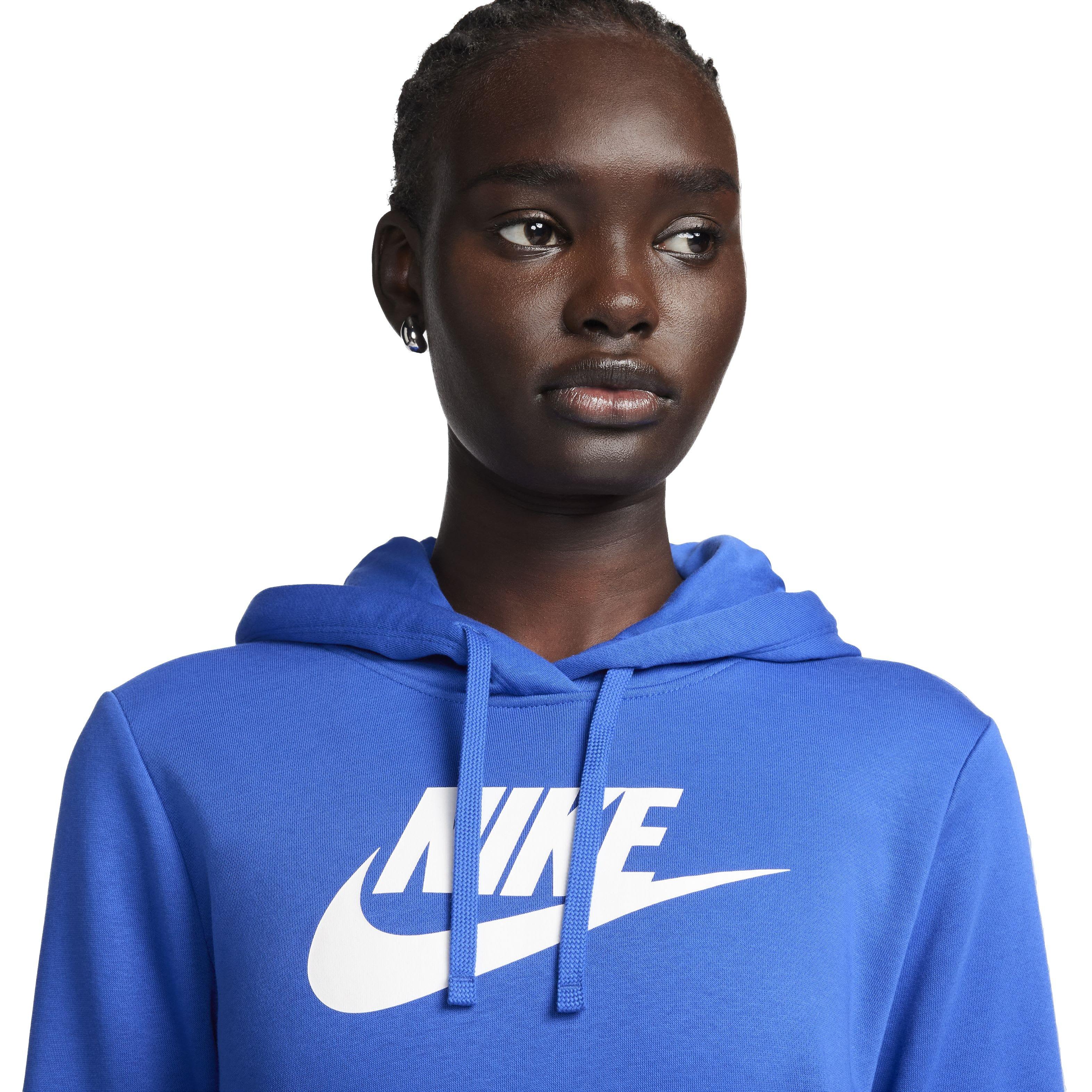Nike Women's Sportswear Club Fleece Logo Pullover Hoodie - BLUE Thumbnail View 3
