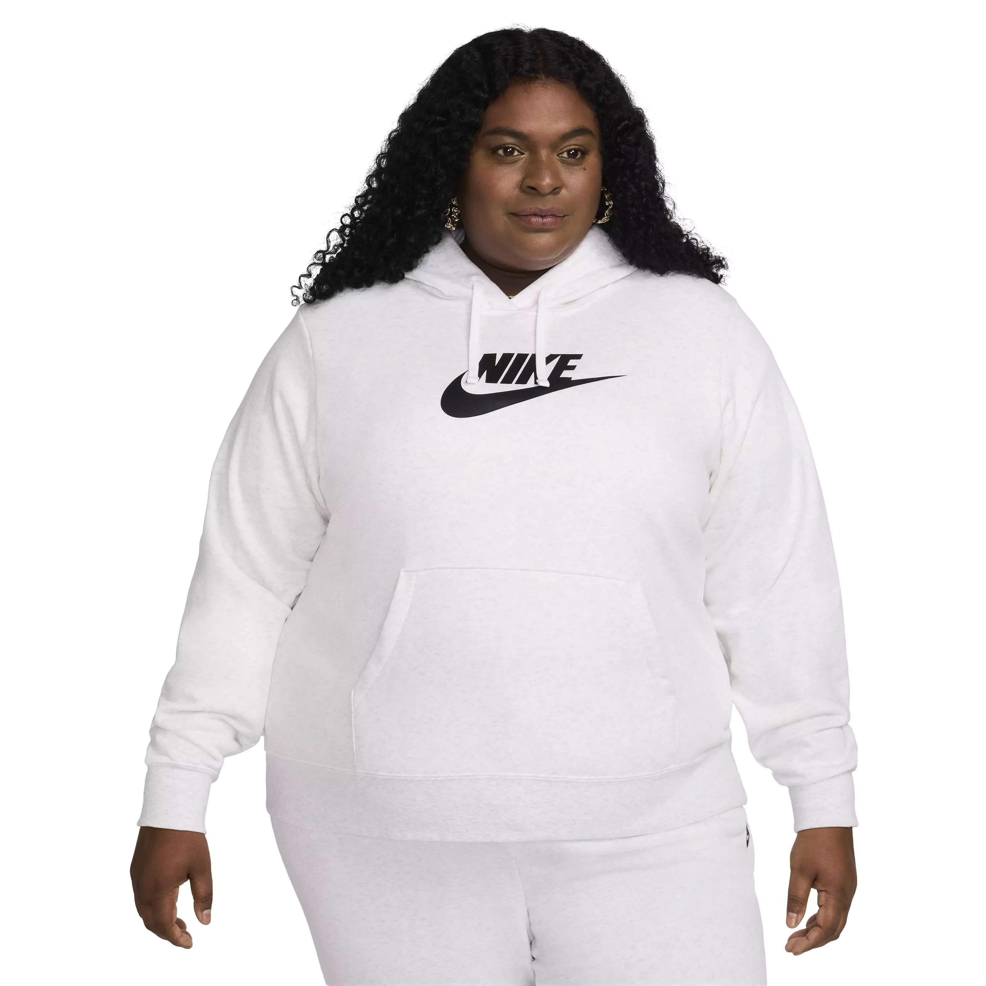 Nike Women's Sportswear Club Fleece Logo Pullover Hoodie - White - WHITE