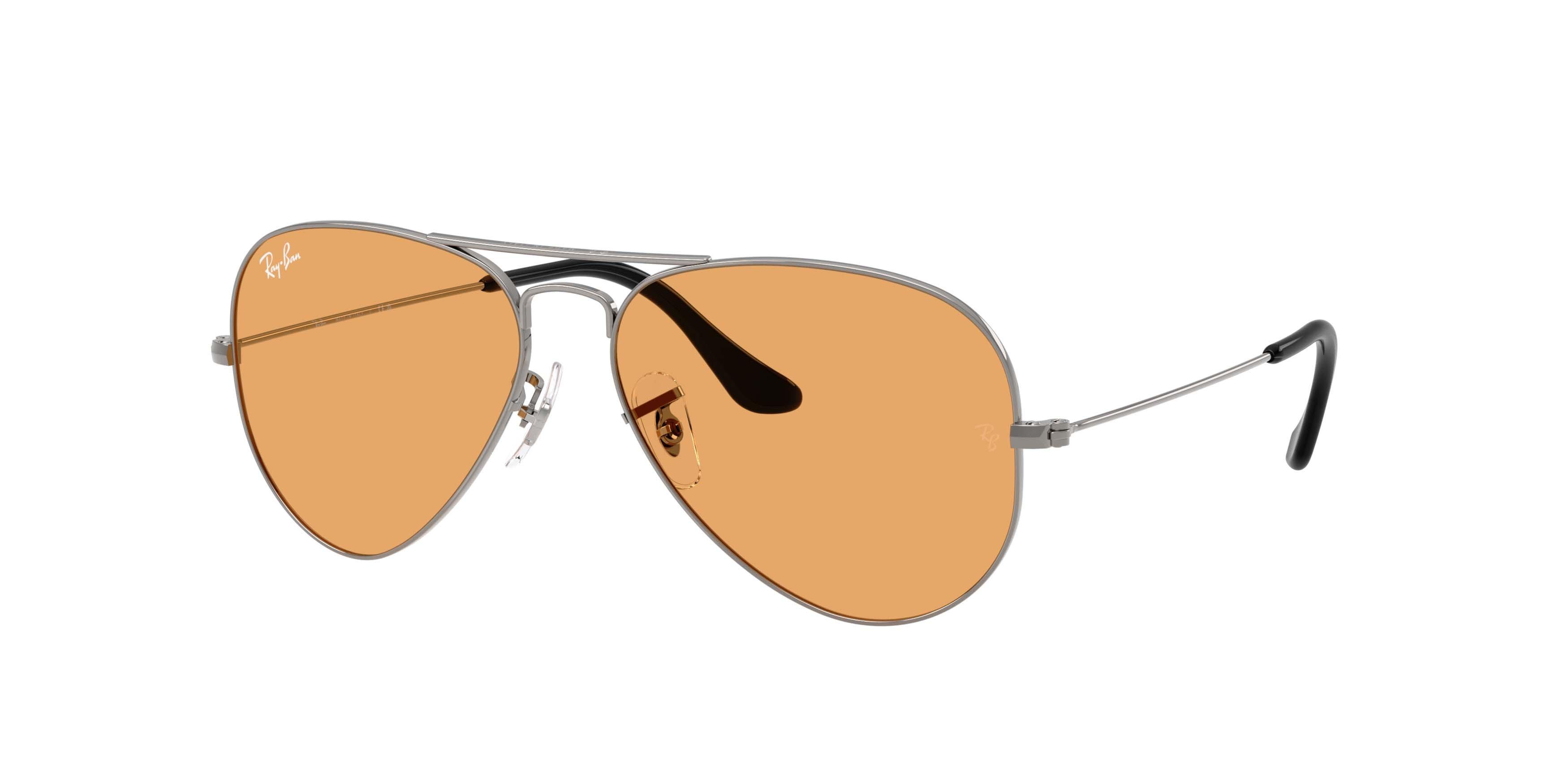 Ray-Ban Aviator Large Metal Orange Sunglasses &ndash; Gunmetal - GREY/ORANGE Thumbnail View 1