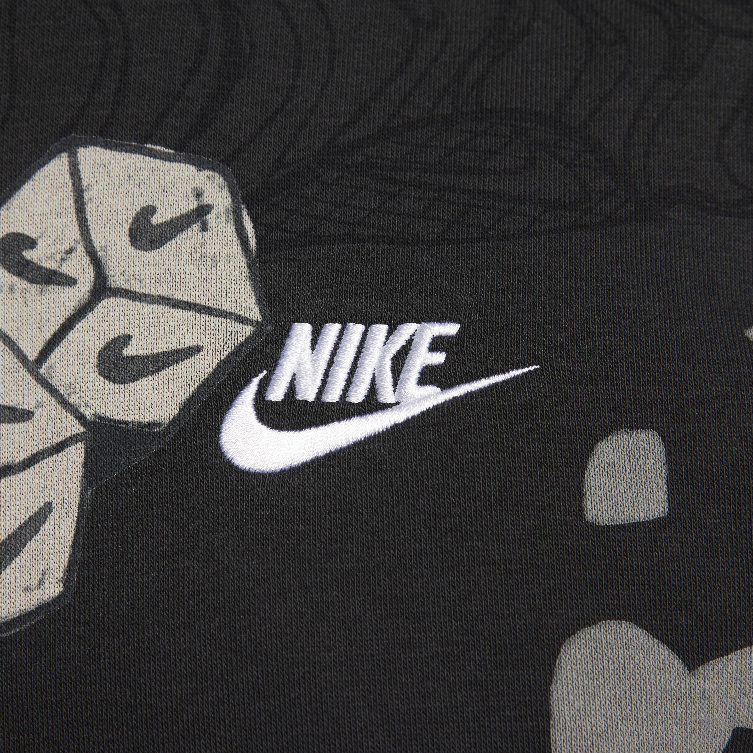 Nike Men's Sportswear Club Fleece Printed Pullover Hoodie -Black - BLACK Thumbnail View 4