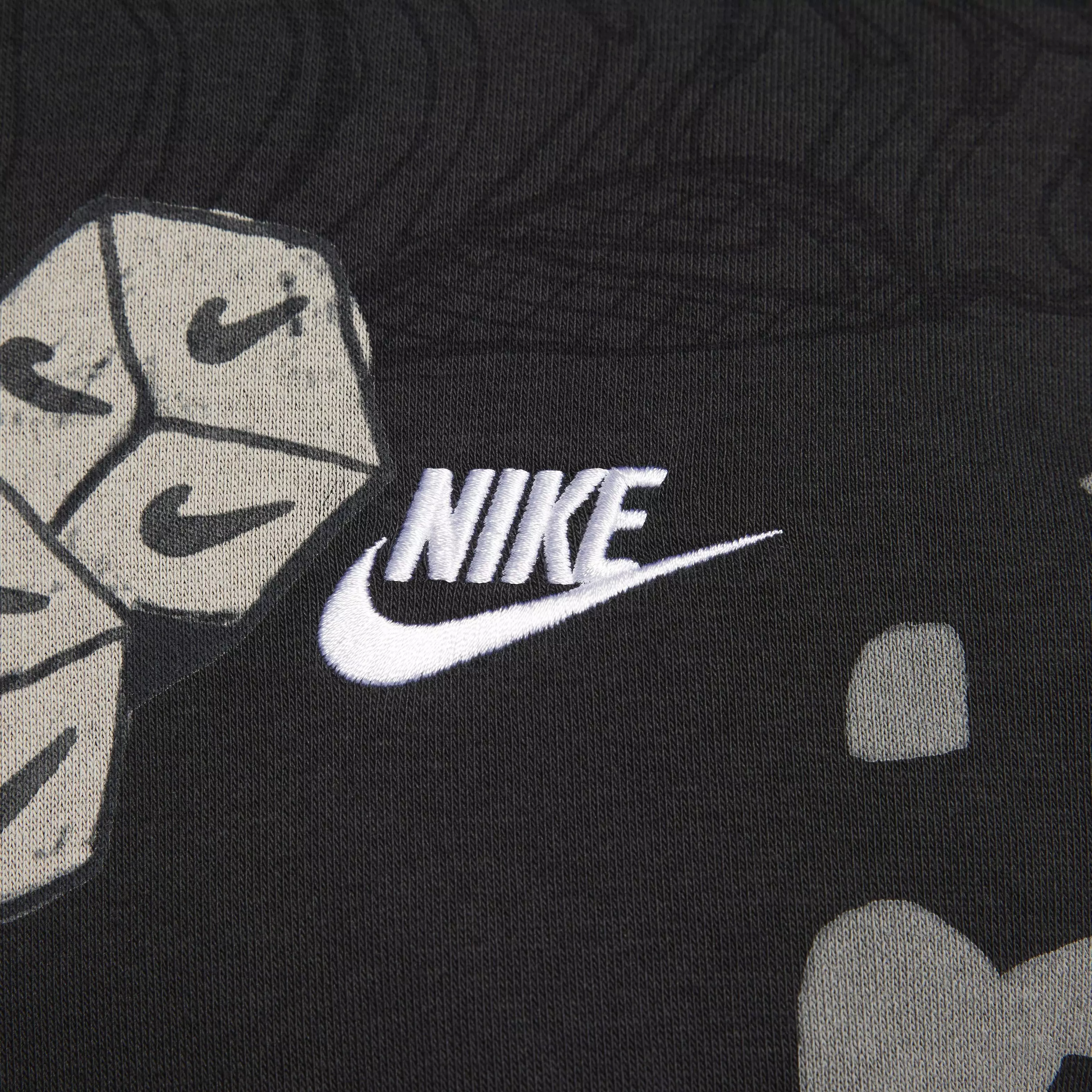 Nike Men's Sportswear Club Fleece Printed Pullover Hoodie -Black - BLACK