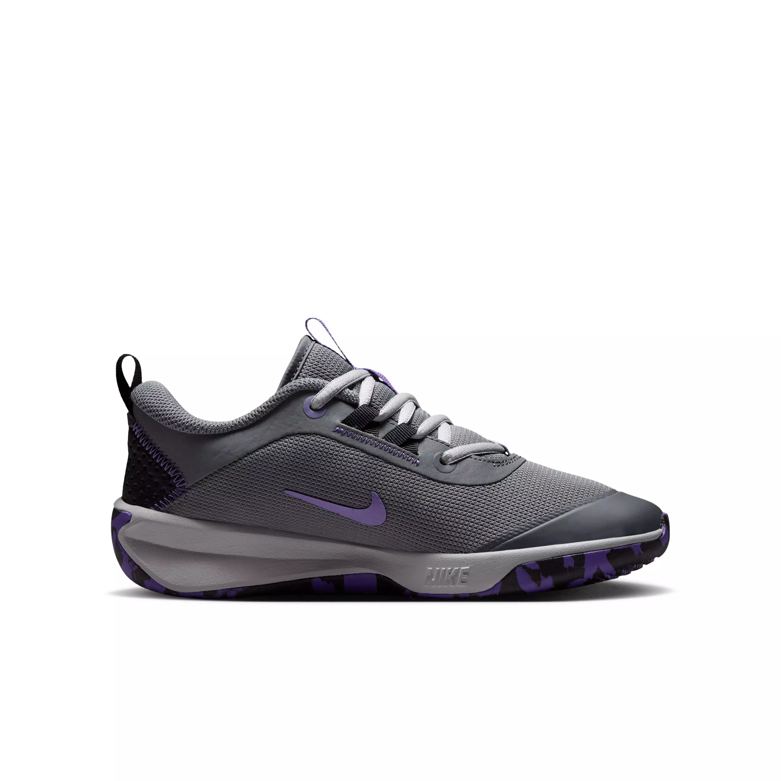 Nike Omni Multi-Court "Smoke Grey/Action Grape/Light Smoke Grey/Gold" Grade School Boys' Shoe - GREY/GRAPE/LT GREY/GOLD
