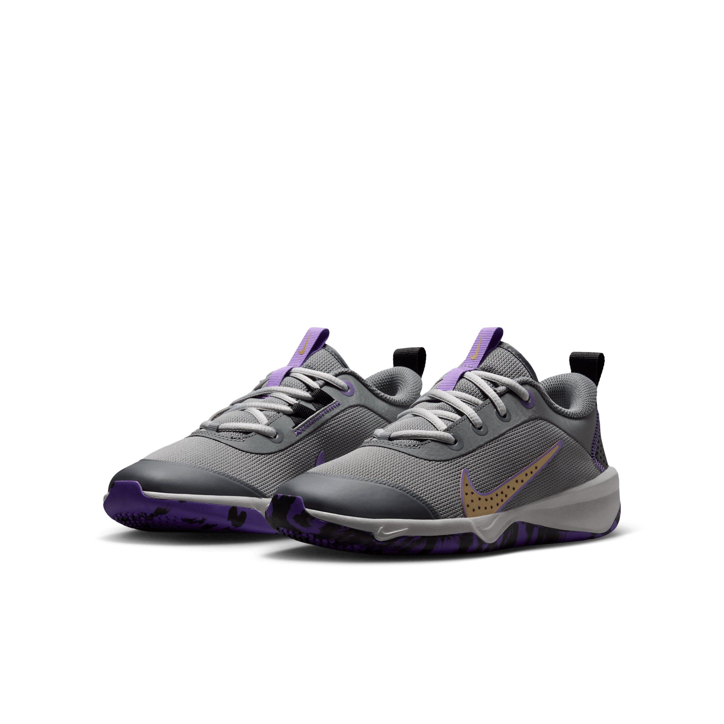 Nike Omni Multi-Court "Smoke Grey/Action Grape/Light Smoke Grey/Gold" Grade School Boys' Shoe - GREY/GRAPE/LT GREY/GOLD
