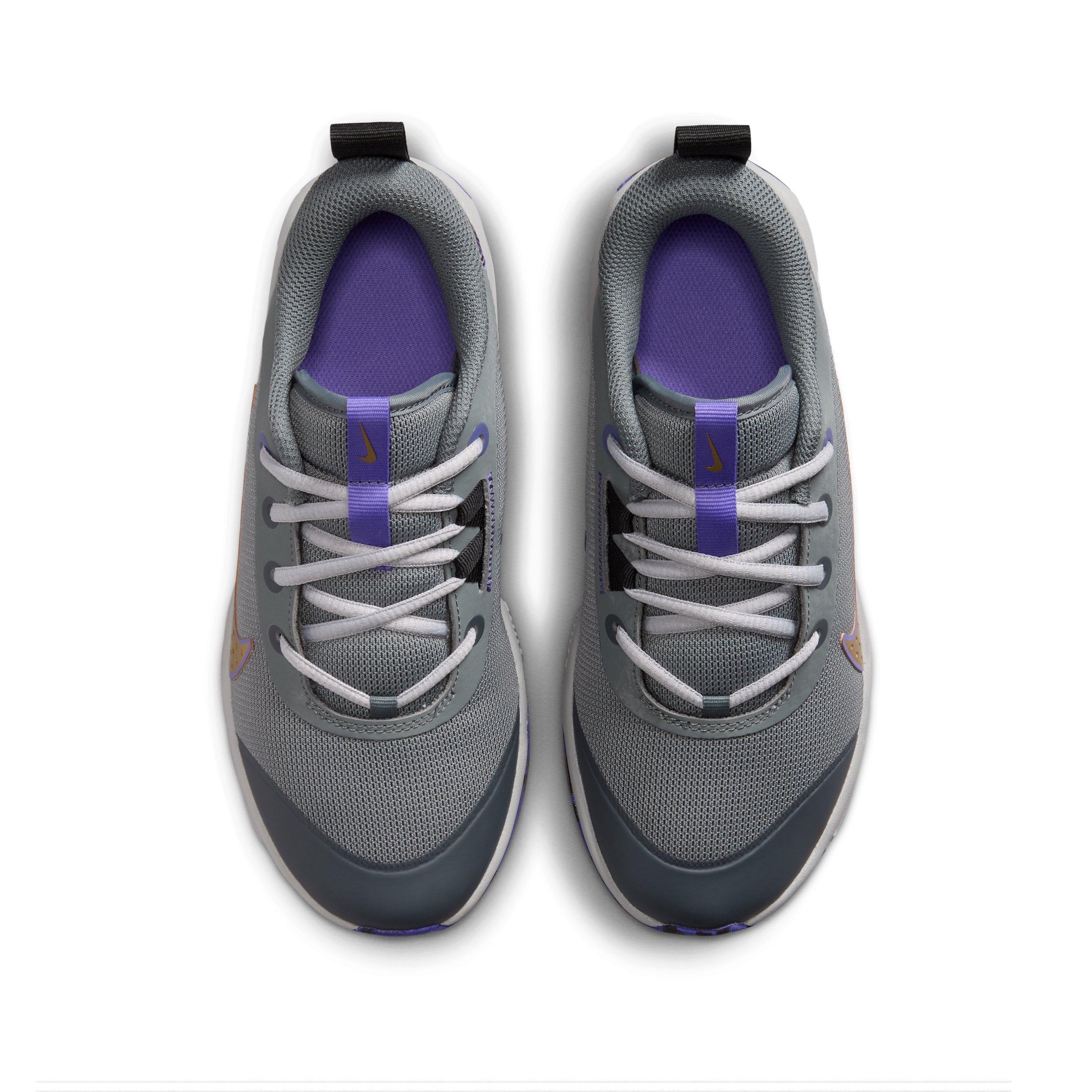 Nike Omni Multi-Court "Smoke Grey/Action Grape/Light Smoke Grey/Gold" Grade School Boys' Shoe - GREY/GRAPE/LT GREY/GOLD