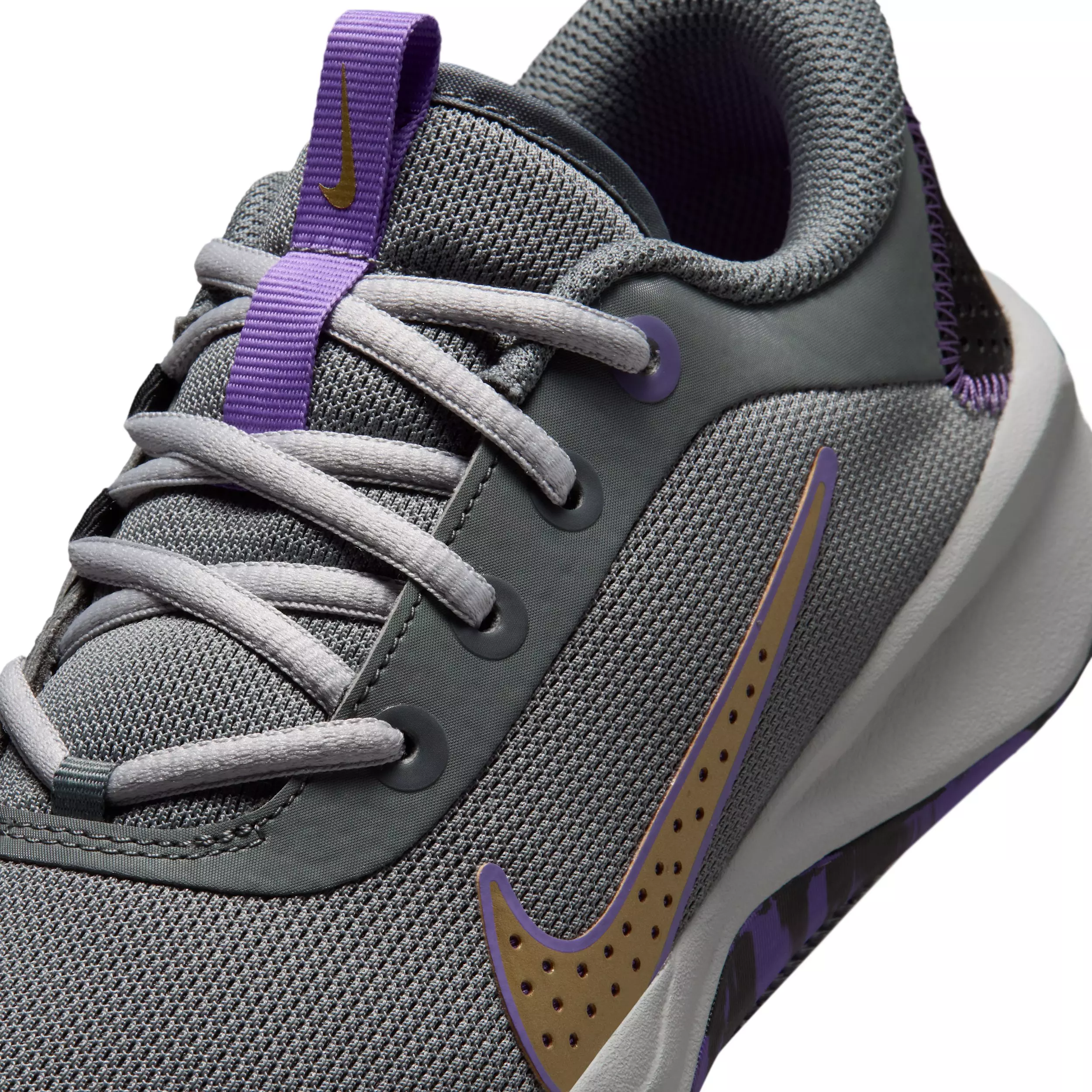 Nike Omni Multi-Court "Smoke Grey/Action Grape/Light Smoke Grey/Gold" Grade School Boys' Shoe - GREY/GRAPE/LT GREY/GOLD