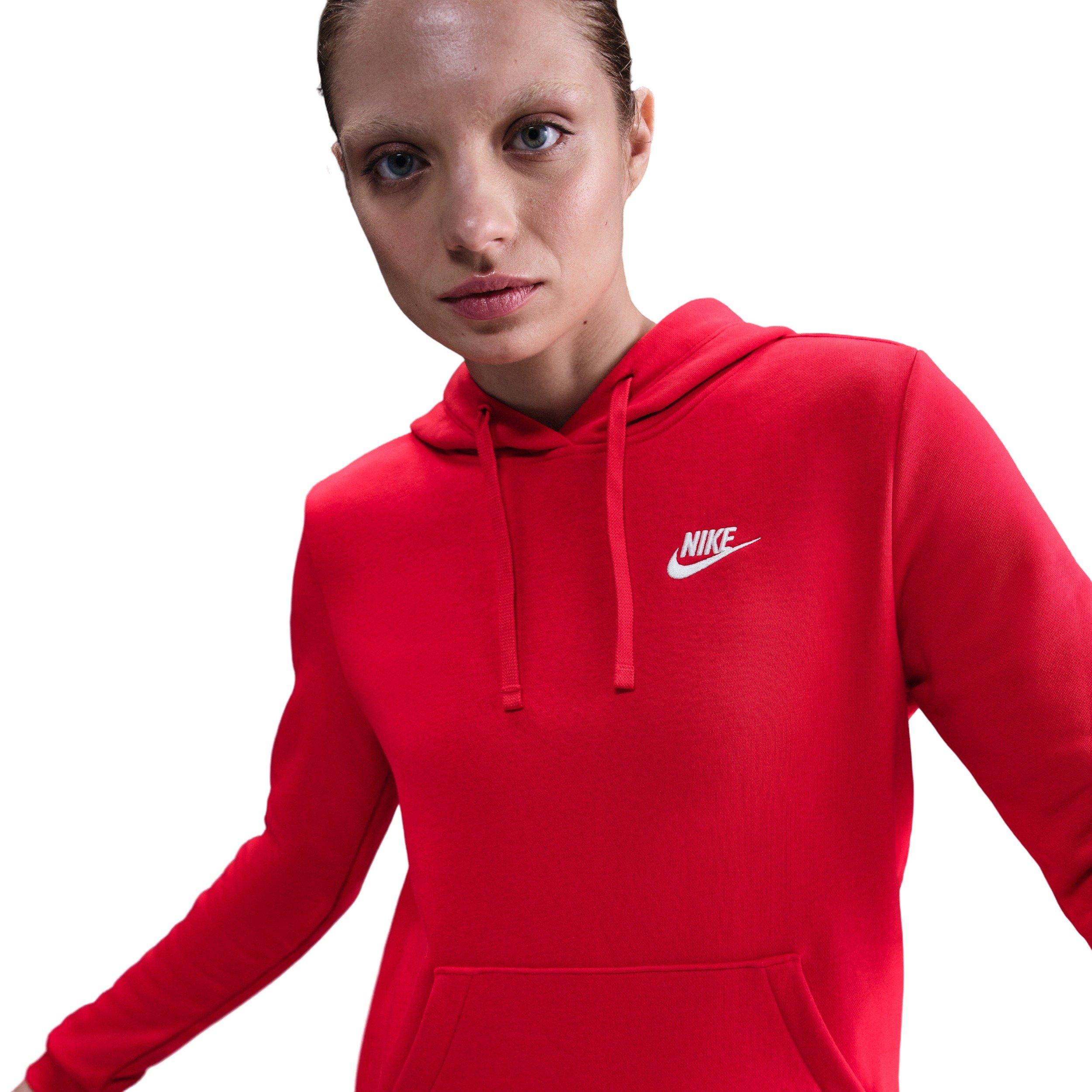 Nike Women's Sportswear Pullover Club Fleece Hoodie - RED Thumbnail View 1