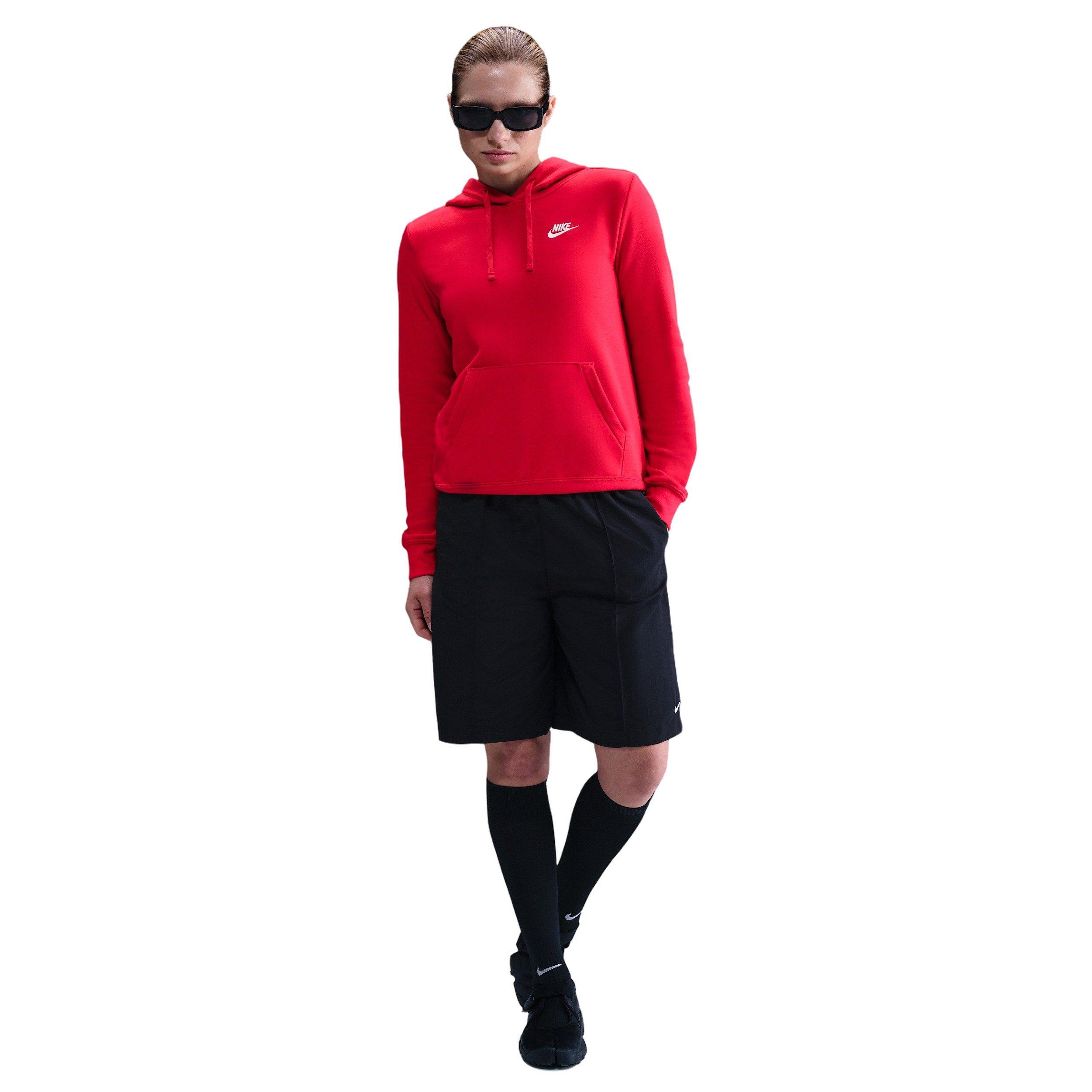 Nike Women's Sportswear Pullover Club Fleece Hoodie - RED Thumbnail View 4