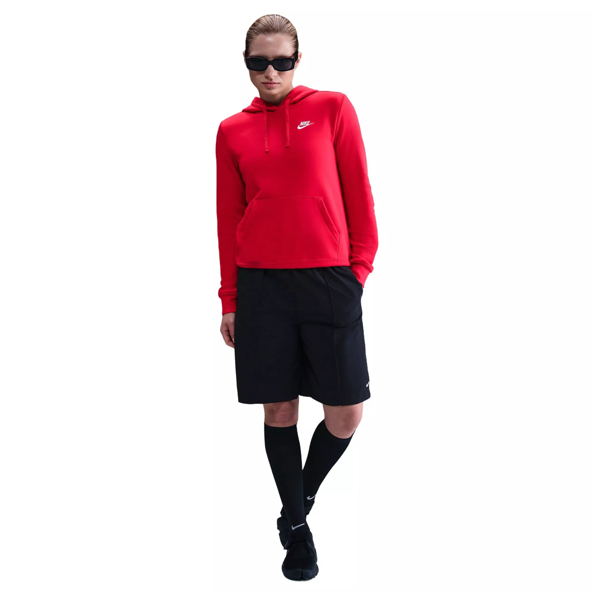 Nike Women's Sportswear Pullover Club Fleece Hoodie - RED