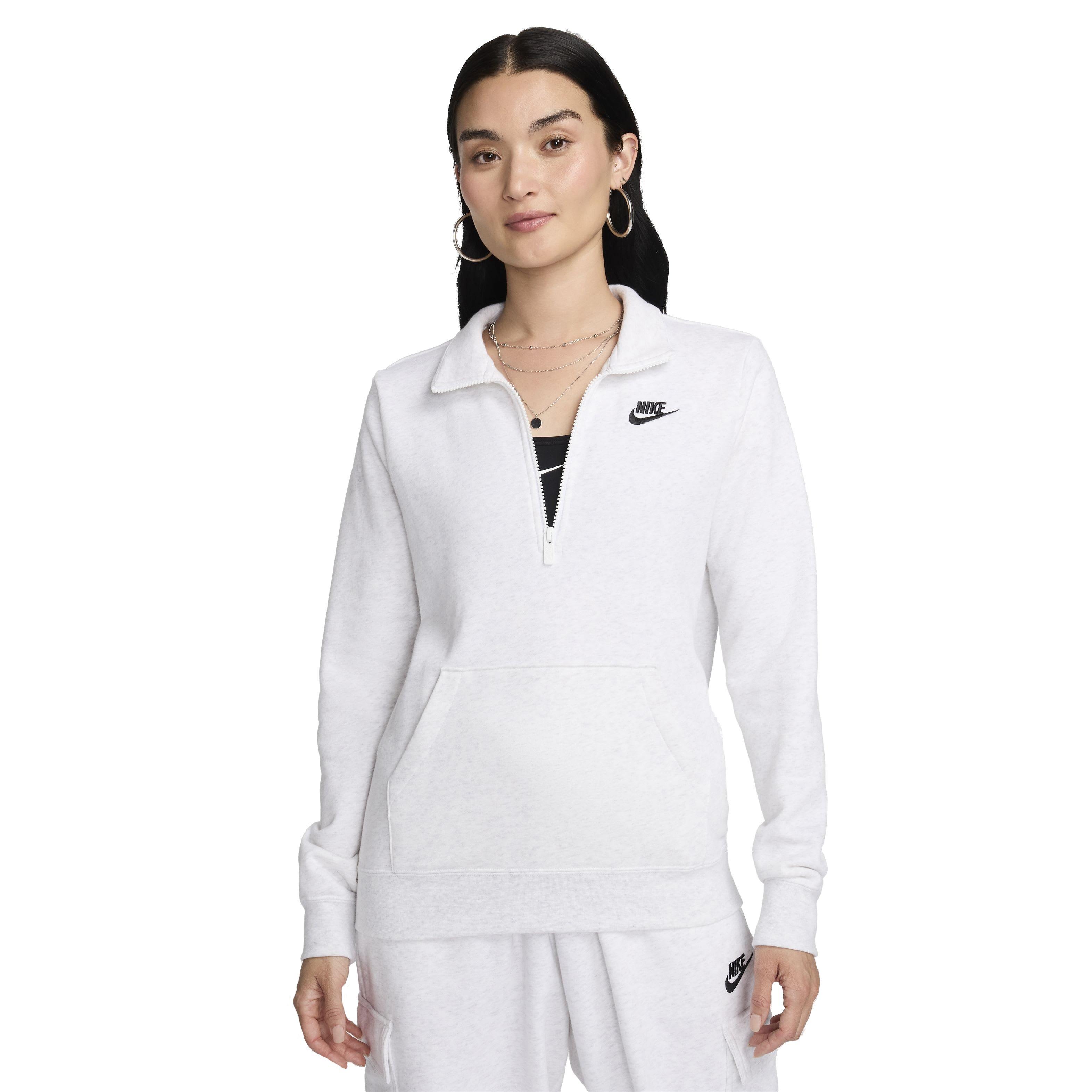 Nike Women's Sportswear Club Fleece 1/2 Zip Sweatshirt - WHITE Thumbnail View 1