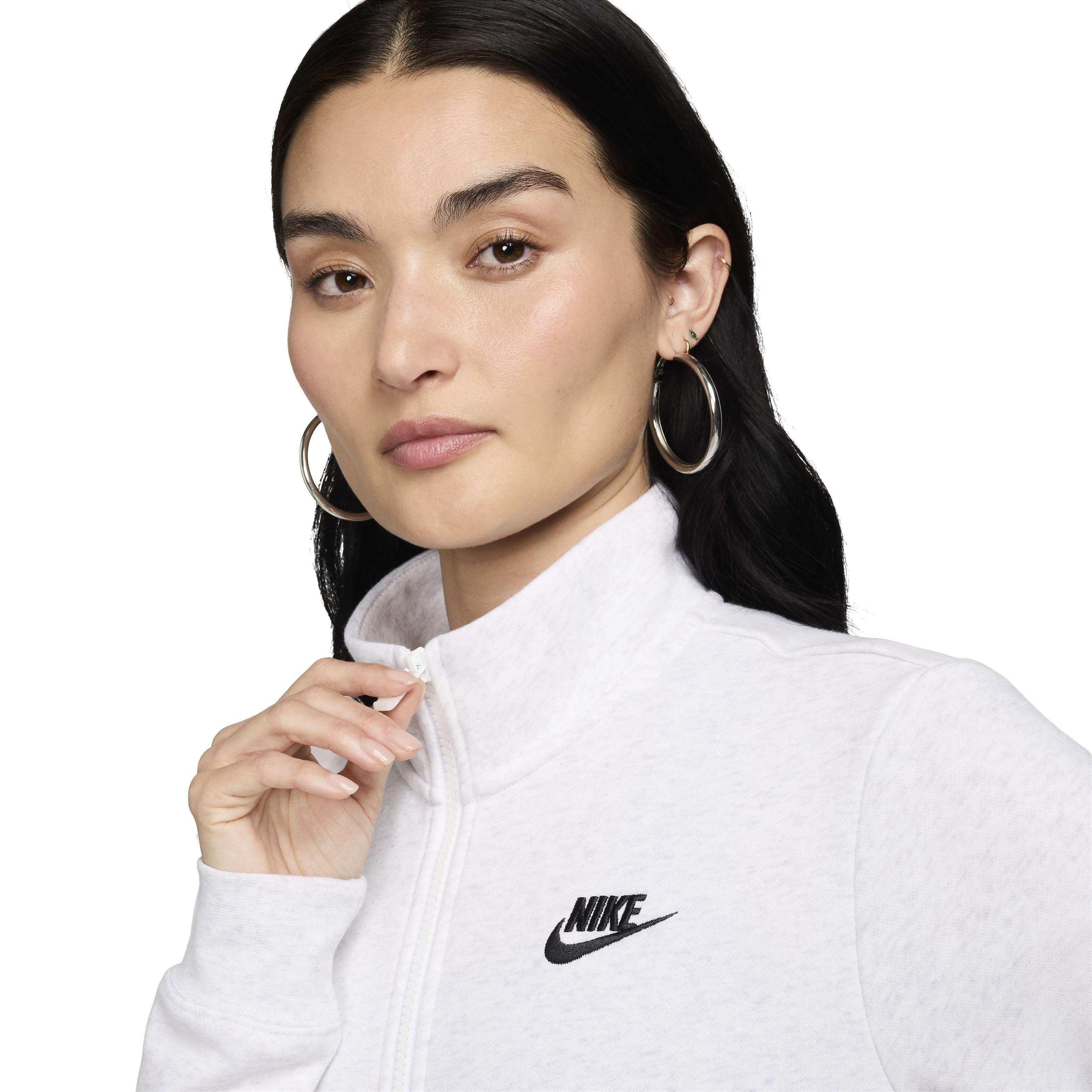 Nike Women's Sportswear Club Fleece 1/2 Zip Sweatshirt - WHITE Thumbnail View 3