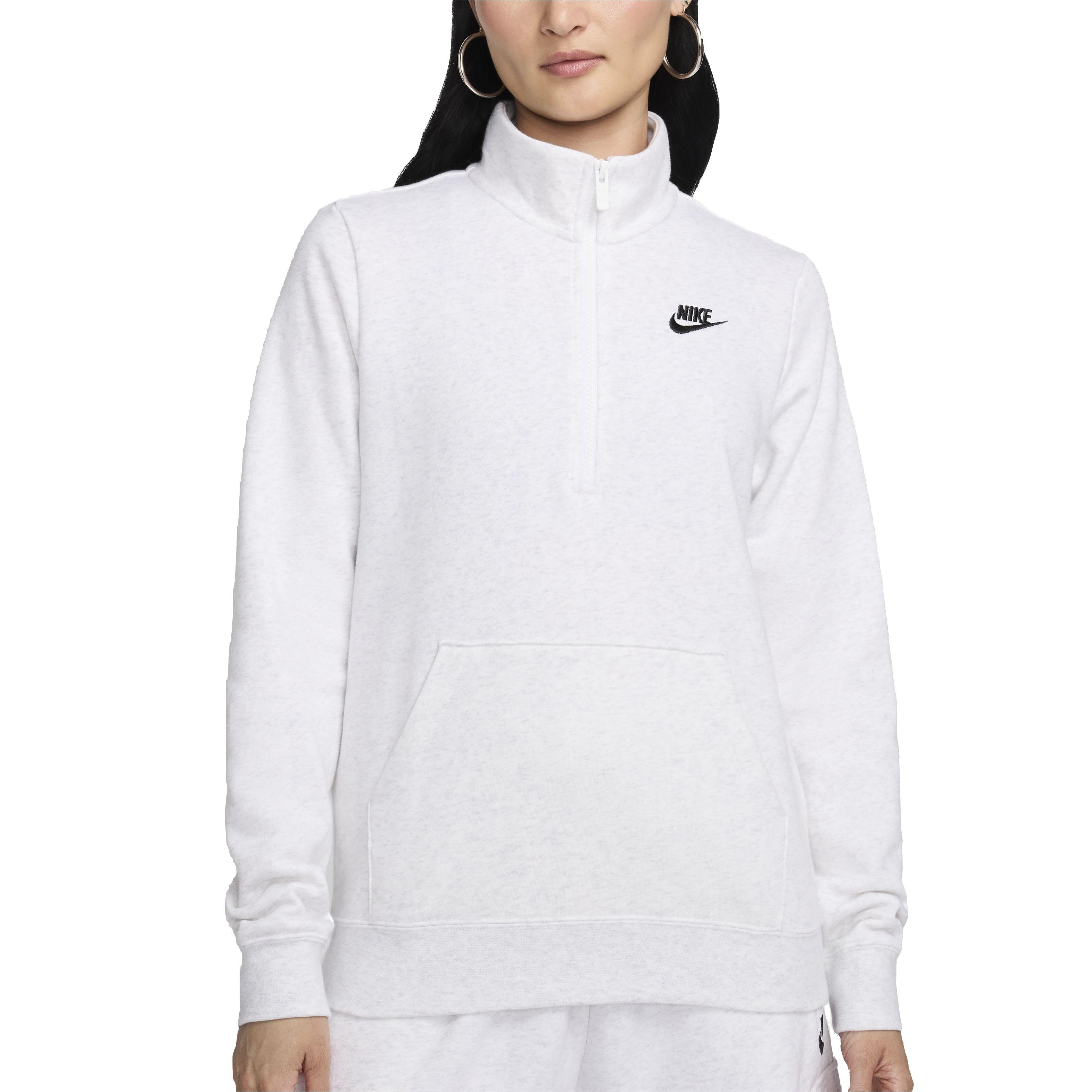 Nike Women's Sportswear Club Fleece 1/2 Zip Sweatshirt - WHITE Thumbnail View 5