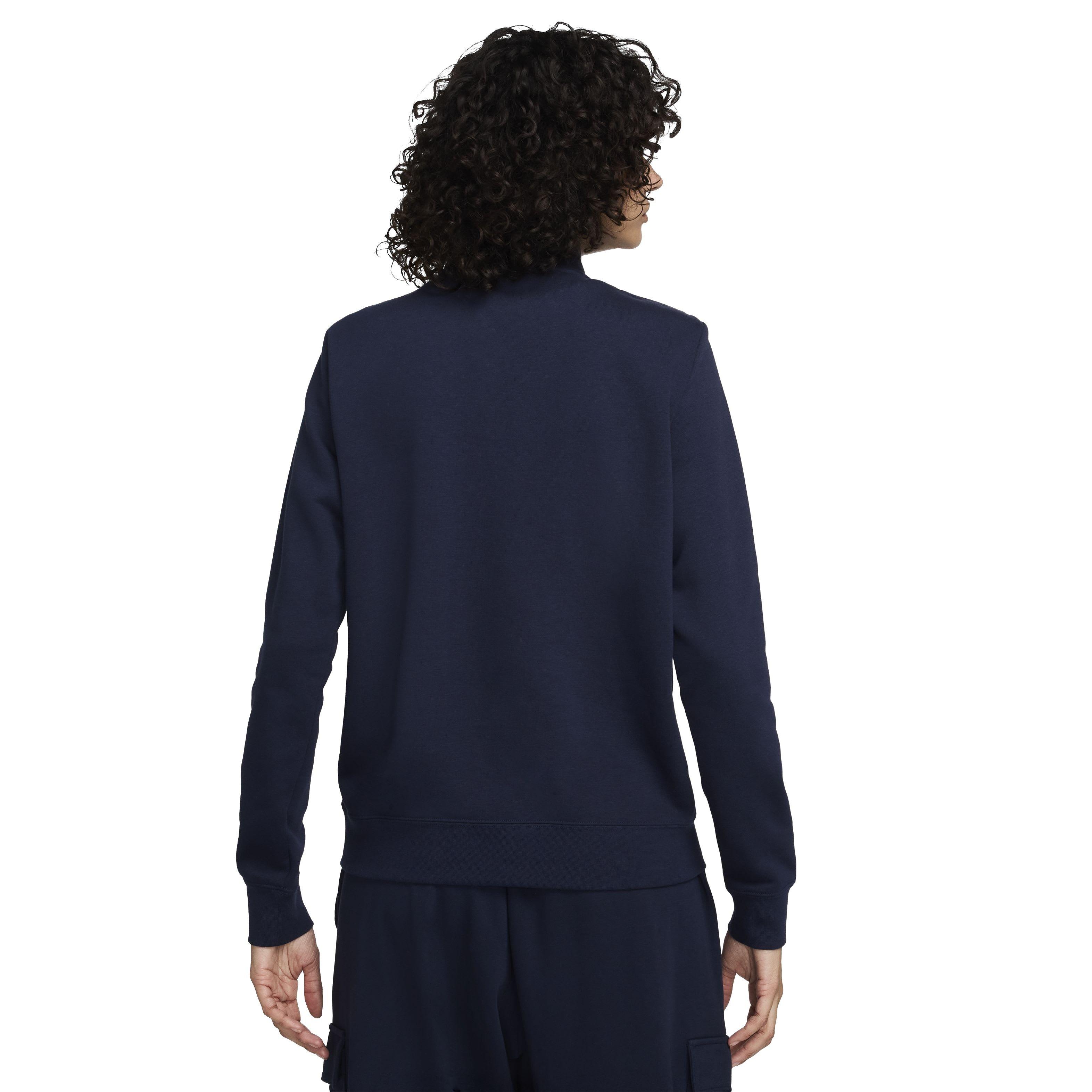 Nike Women's Sportswear Club Fleece 1/2 Zip Sweatshirt - BLUE Thumbnail View 2