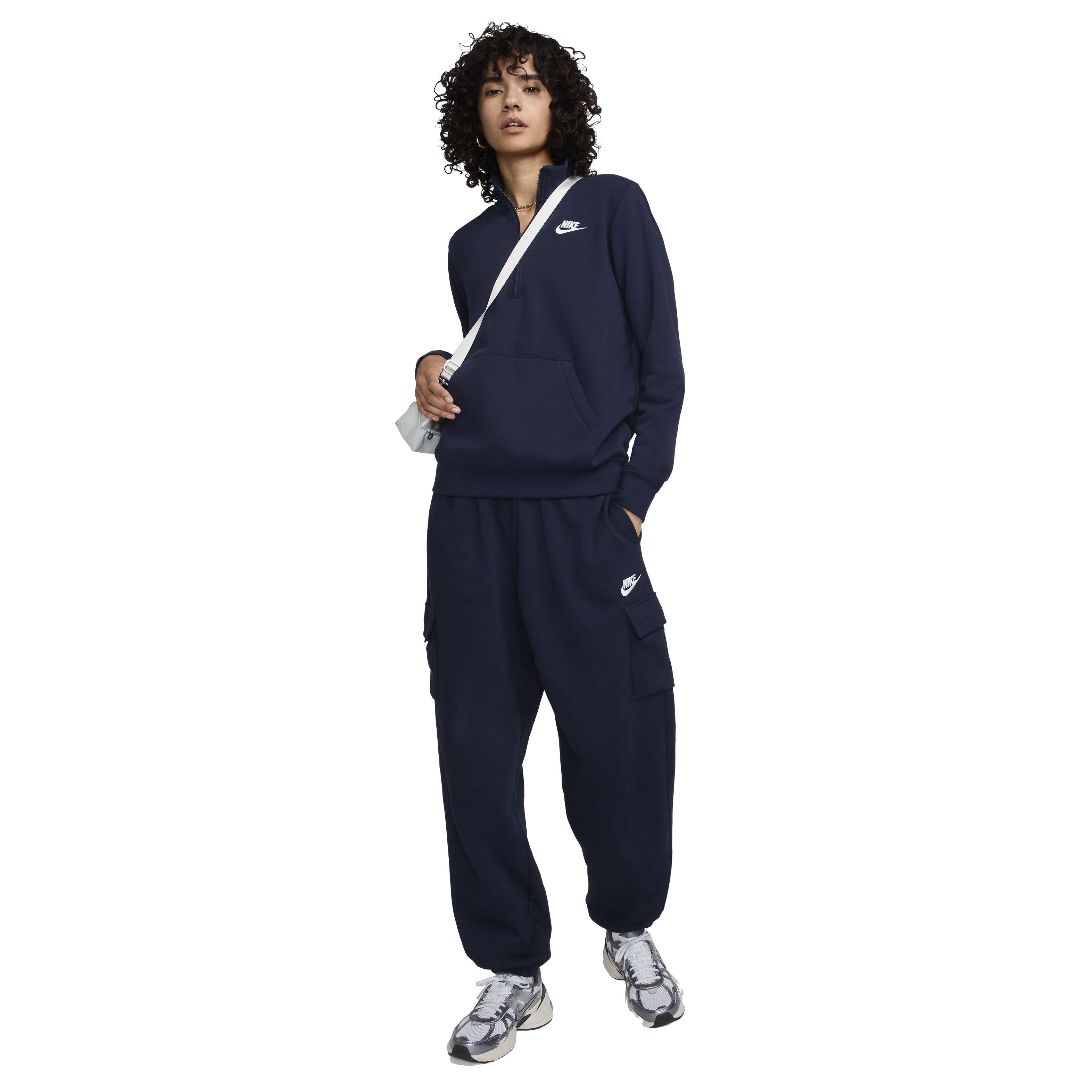 Nike Women's Sportswear Club Fleece 1/2 Zip Sweatshirt - BLUE Thumbnail View 6