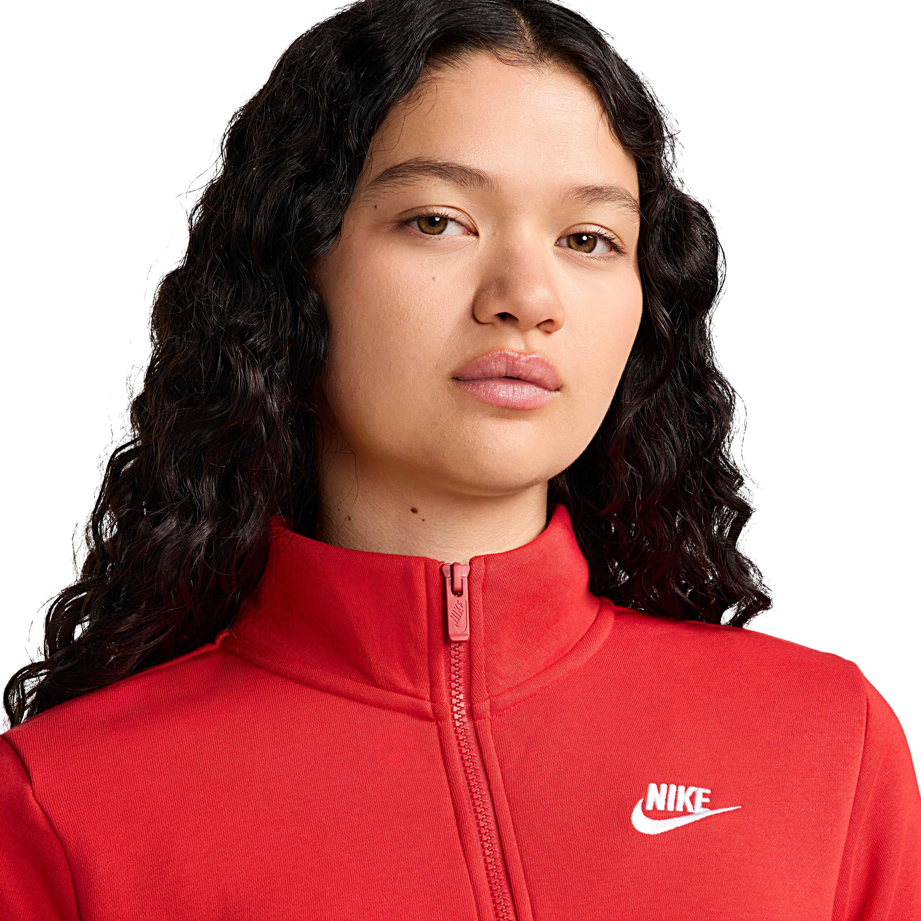 Nike Women's Sportswear Club Fleece 1/2 Zip Sweatshirt - RED Thumbnail View 3