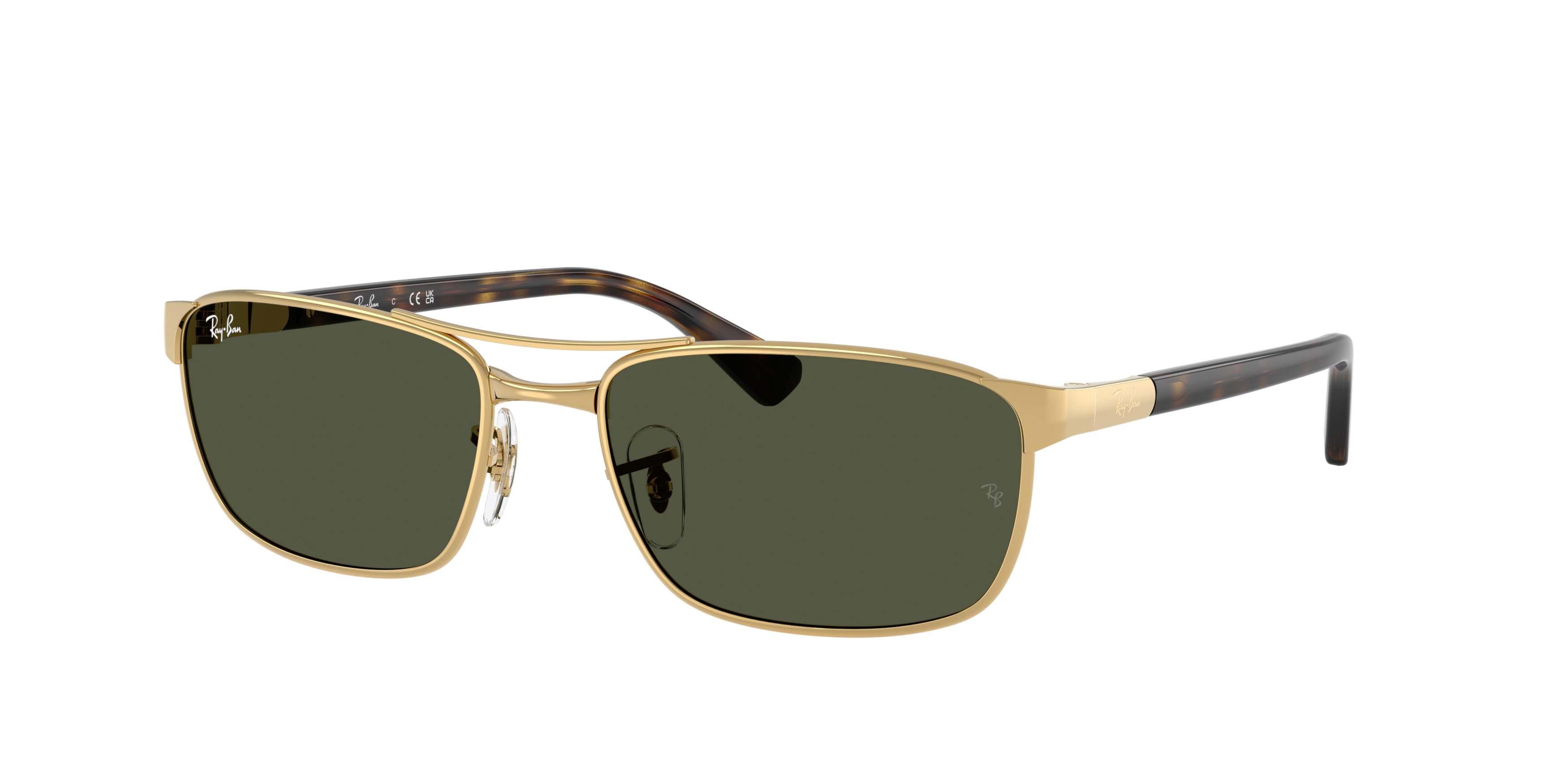 Ray-Ban RB3778 Green Sunglasses &ndash; Polished Arista Gold - GOLD/GREEN Thumbnail View 1