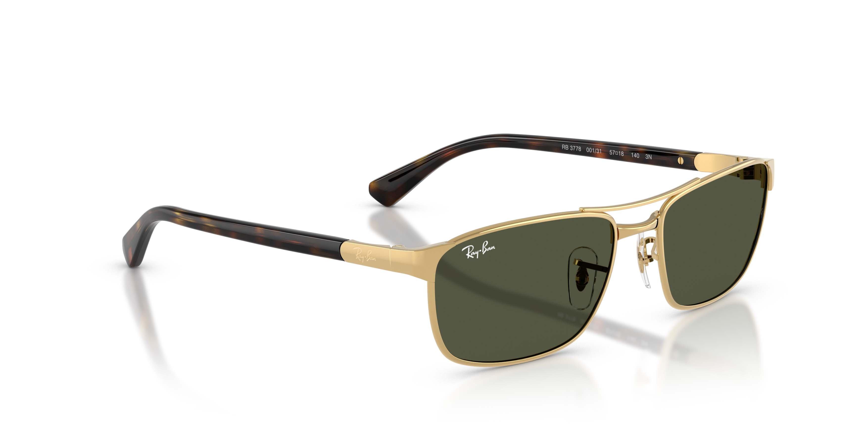Ray-Ban RB3778 Green Sunglasses &ndash; Polished Arista Gold - GOLD/GREEN Thumbnail View 3