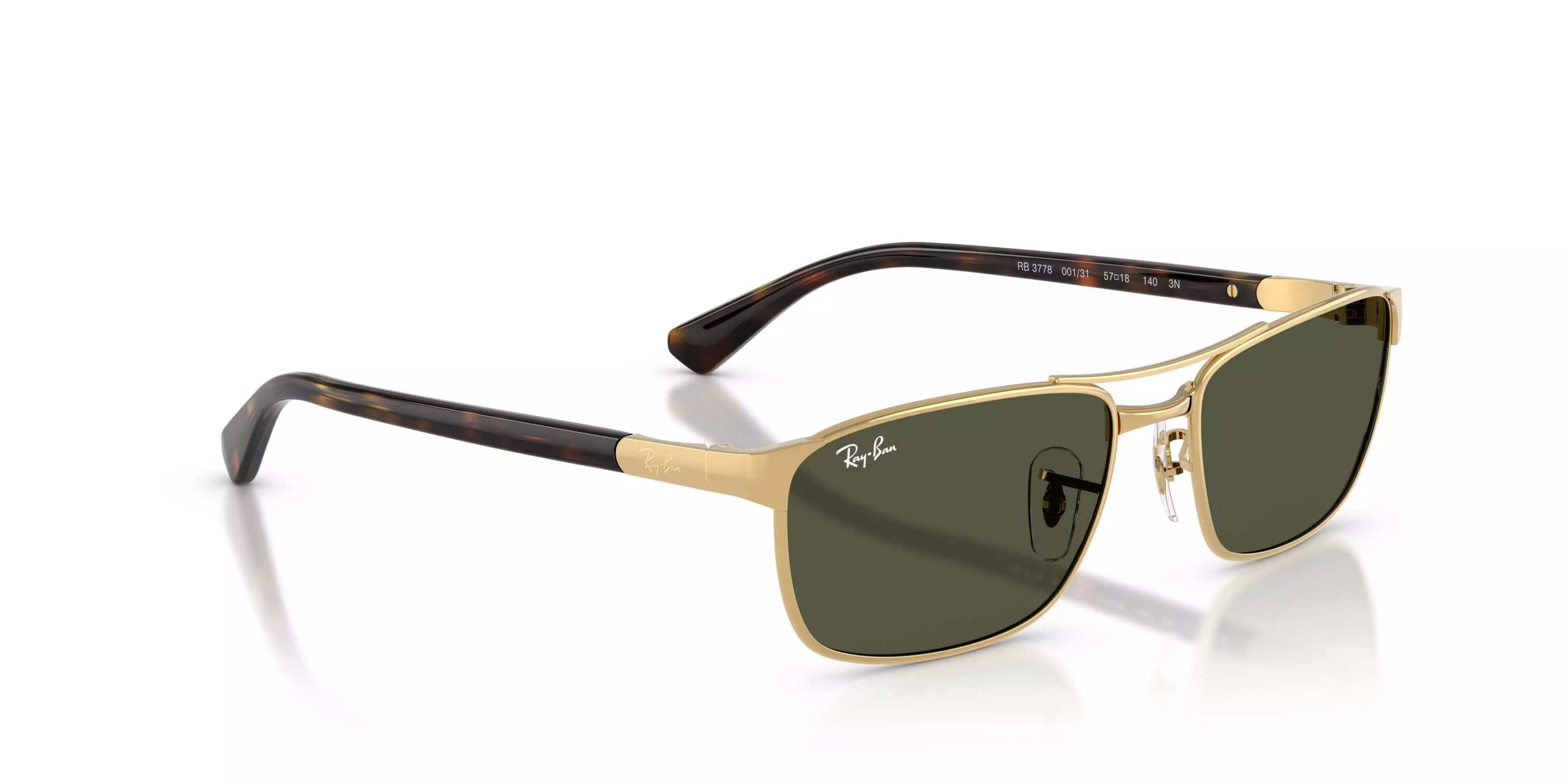 Ray-Ban RB3778 Green Sunglasses &ndash; Polished Arista Gold - GOLD/GREEN
