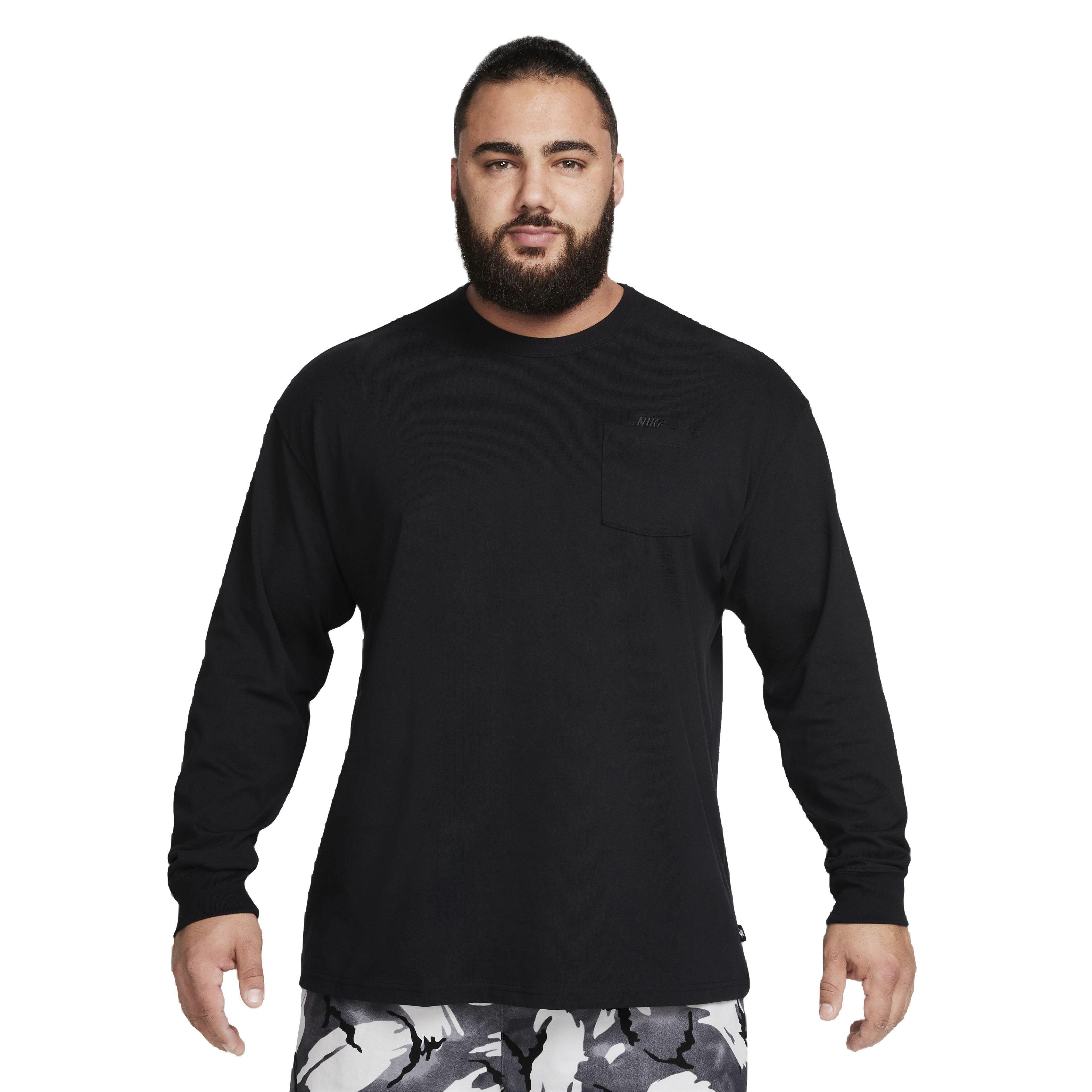 Nike Men's Sportswear Premium Essentials Long-Sleeve Pocket T-Shirt - BLACK Thumbnail View 6