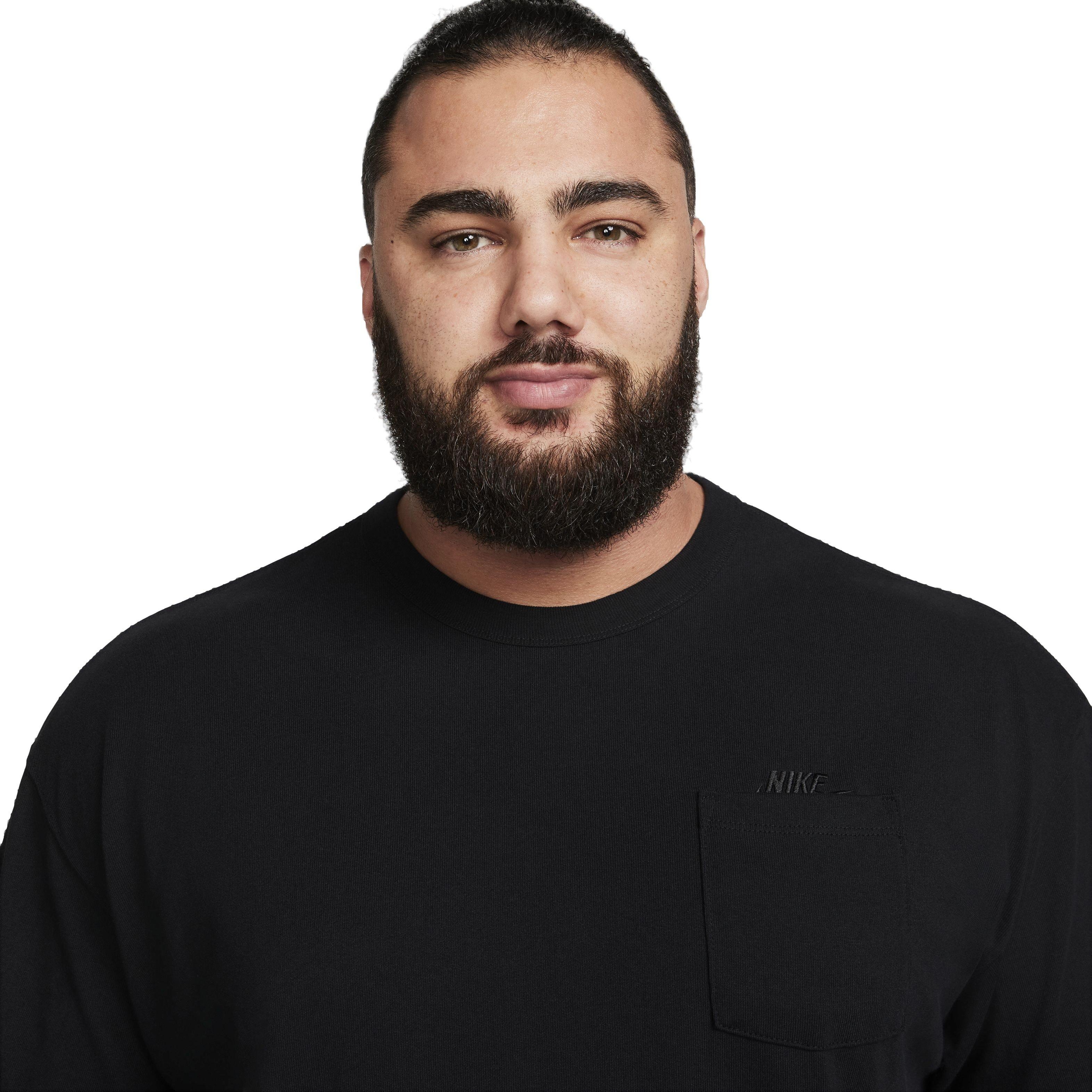 Nike Men's Sportswear Premium Essentials Long-Sleeve Pocket Tee - BLACK Thumbnail View 8