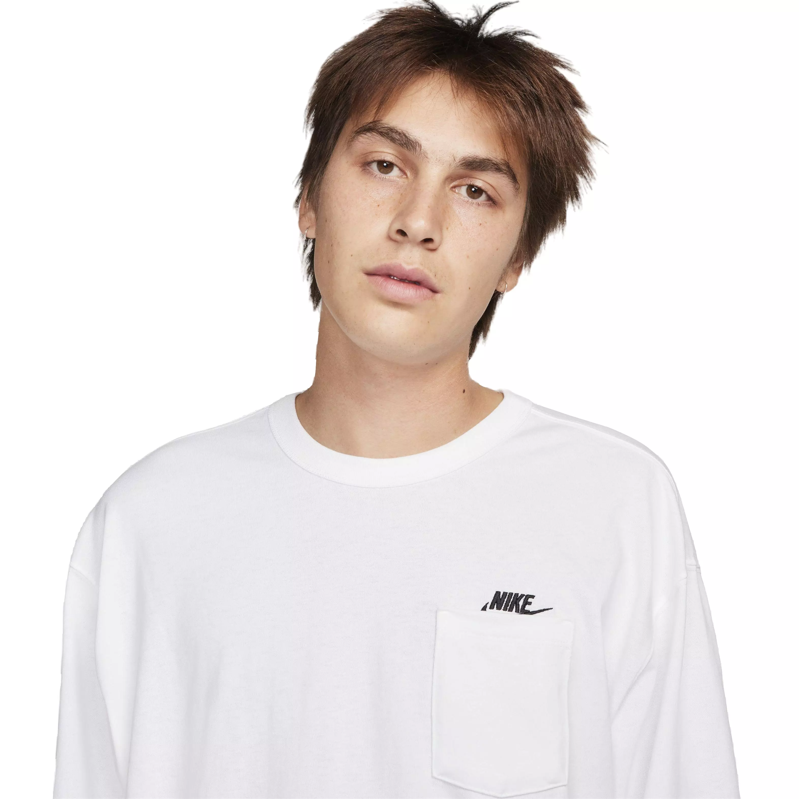 Nike Men's Sportswear Premium Essentials Long-Sleeve Pocket T-Shirt - WHITE