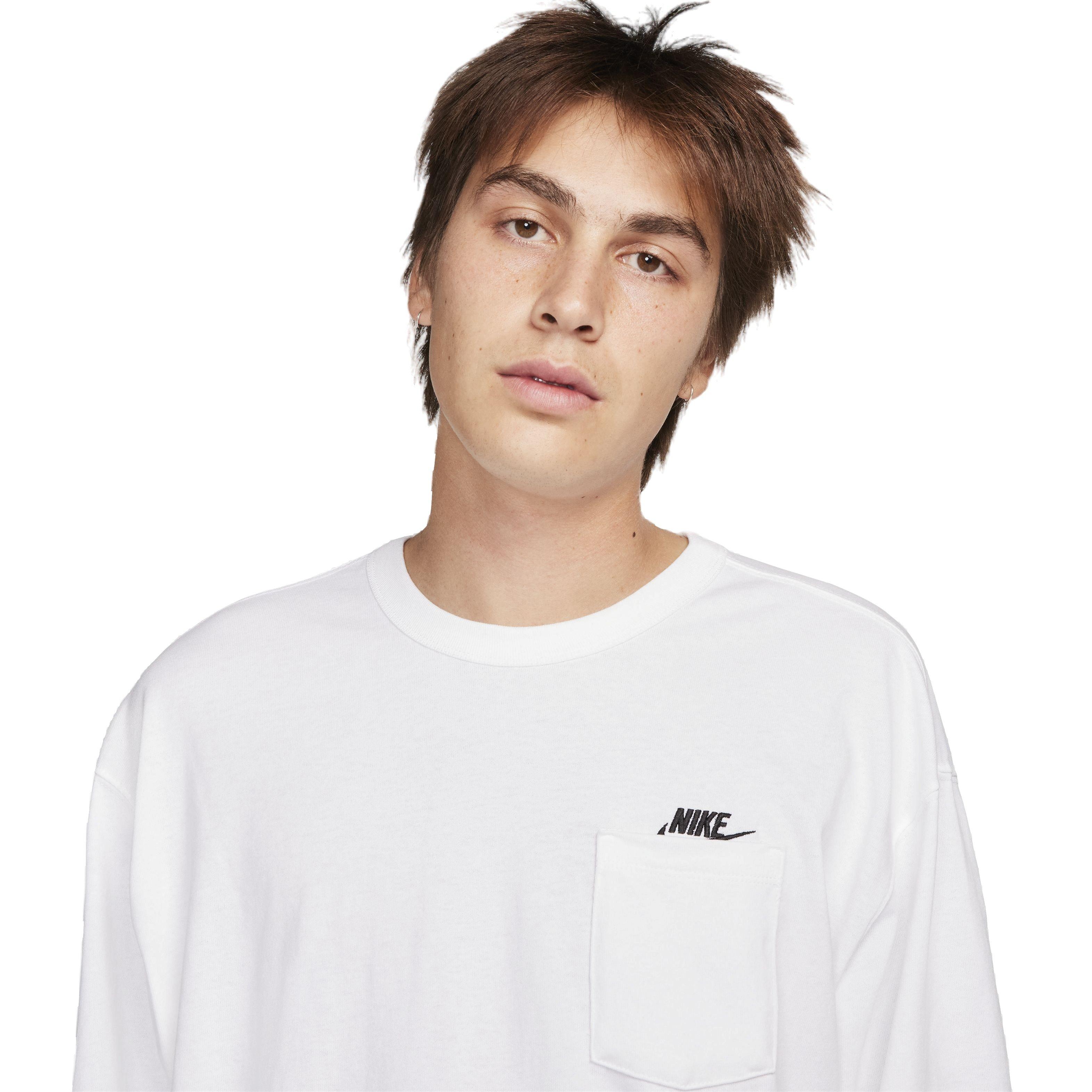 Nike Men's Sportswear Premium Essentials Long-Sleeve Pocket Tee - WHITE Thumbnail View 3