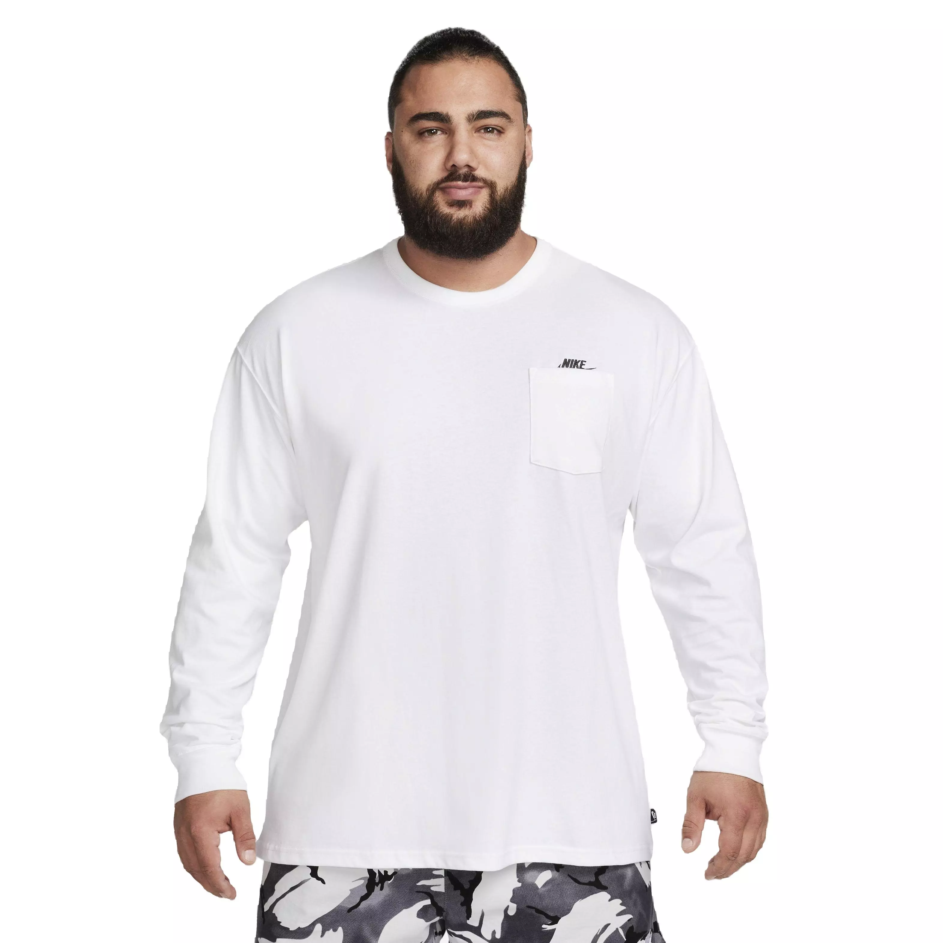 Nike Men's Sportswear Premium Essentials Long-Sleeve Pocket Tee - WHITE