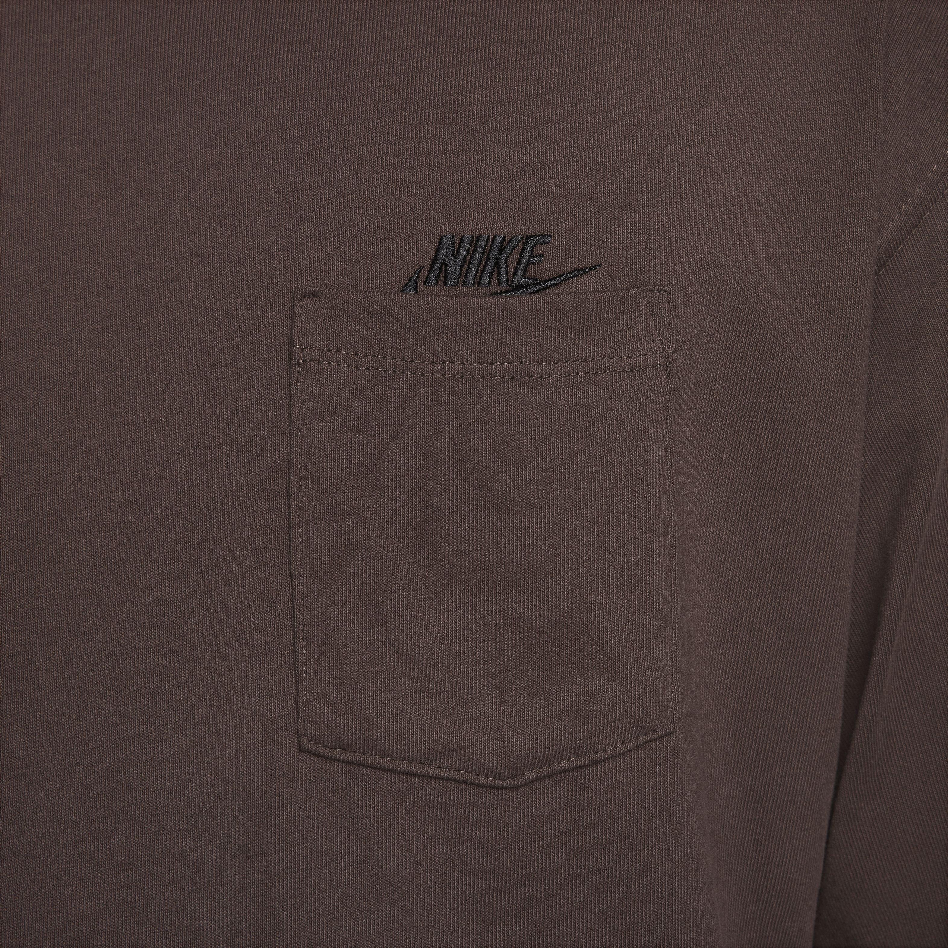 Nike Men's Sportswear Premium Essentials Long-Sleeve Pocket Tee - BROWN Thumbnail View 4