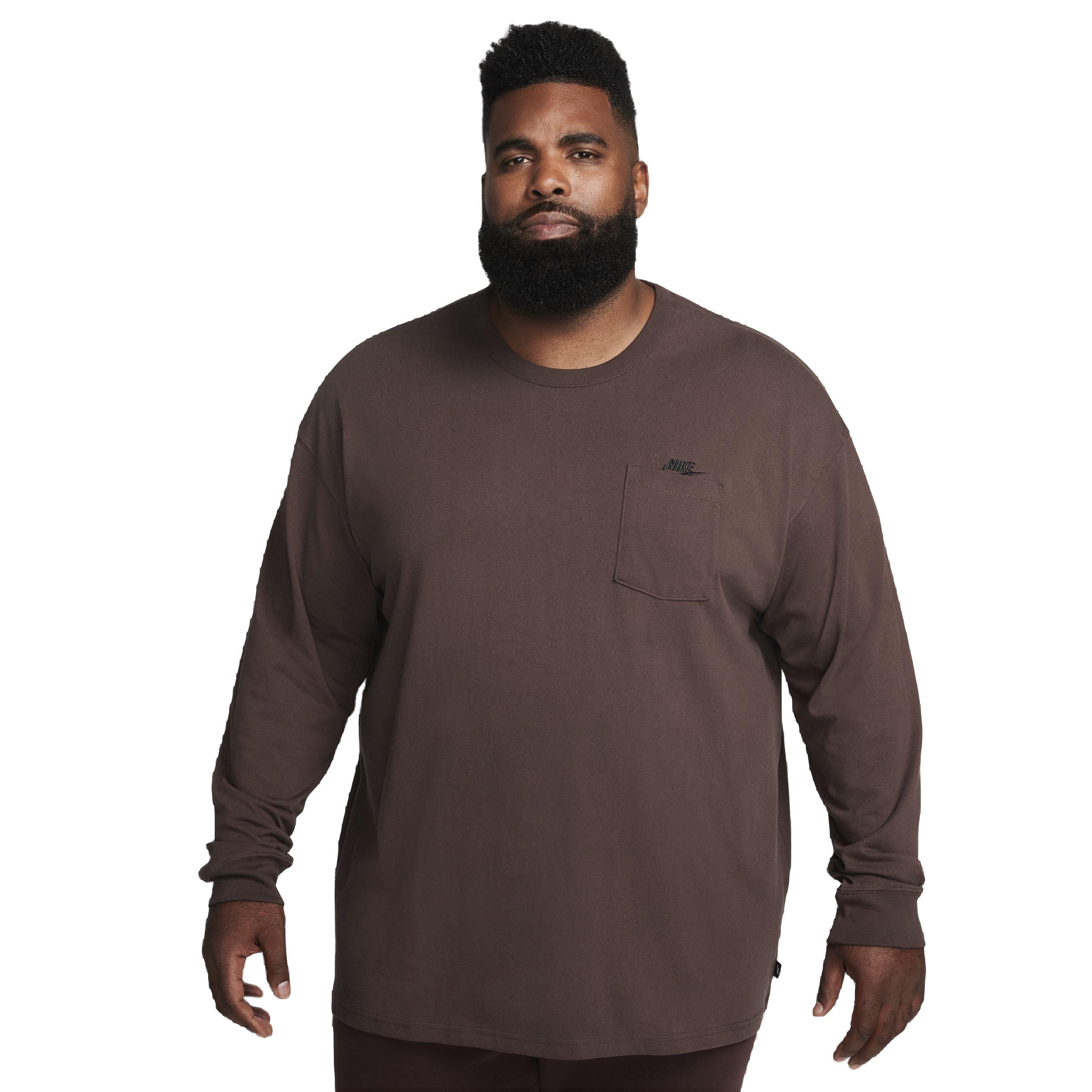 Nike Men's Sportswear Premium Essentials Long-Sleeve Pocket T-Shirt - BROWN Thumbnail View 7