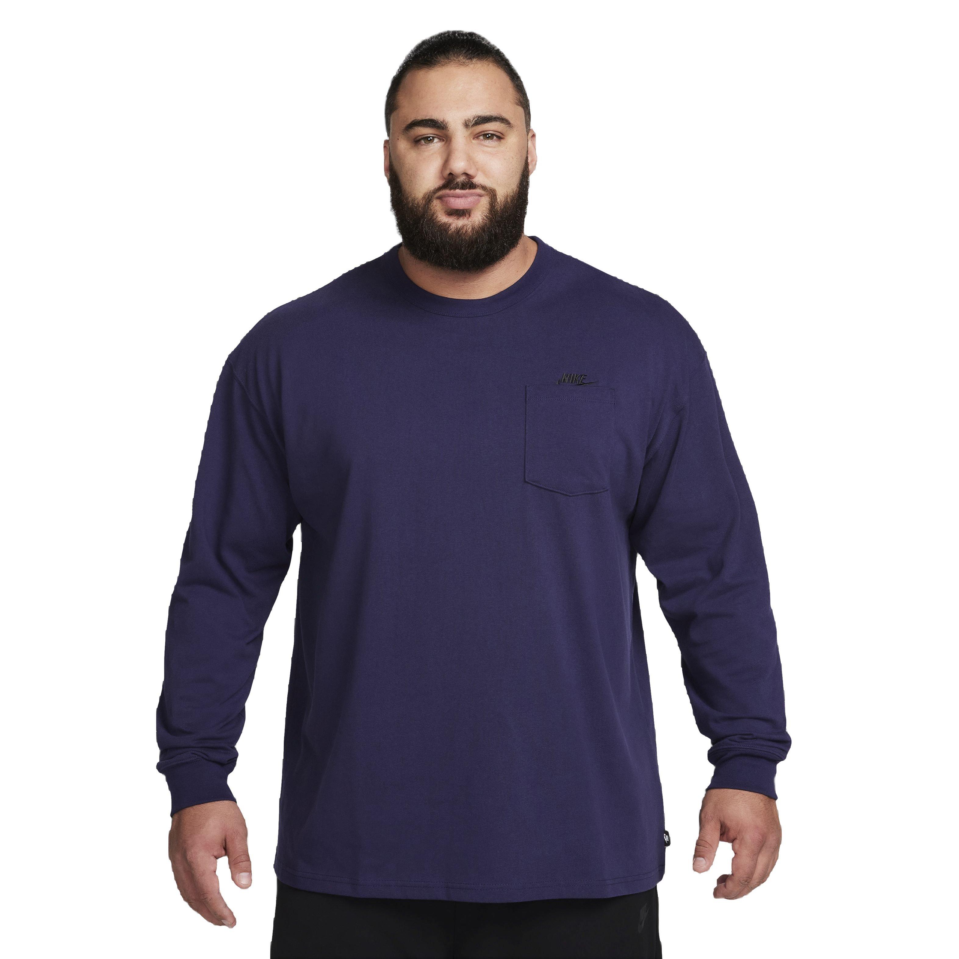 Nike Men's Sportswear Premium Essentials Long-Sleeve Pocket Tee - PURPLE Thumbnail View 7