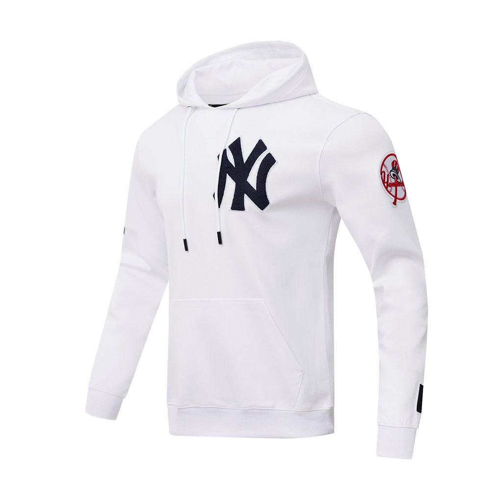 Pro Standard Men's MLB New York Yankees Chenille Pullover Hoodie - WHITE Thumbnail View 3