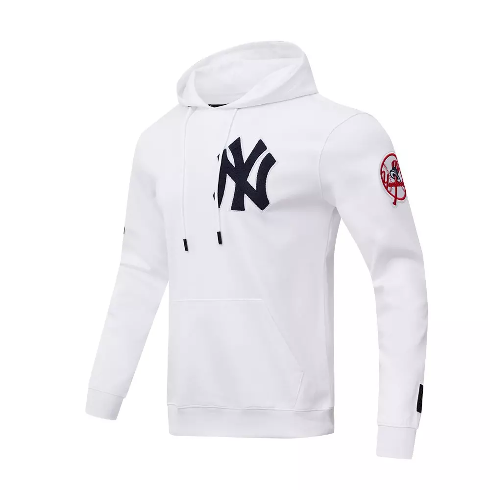 Pro Standard Men's MLB New York Yankees Chenille Pullover Hoodie - WHITE