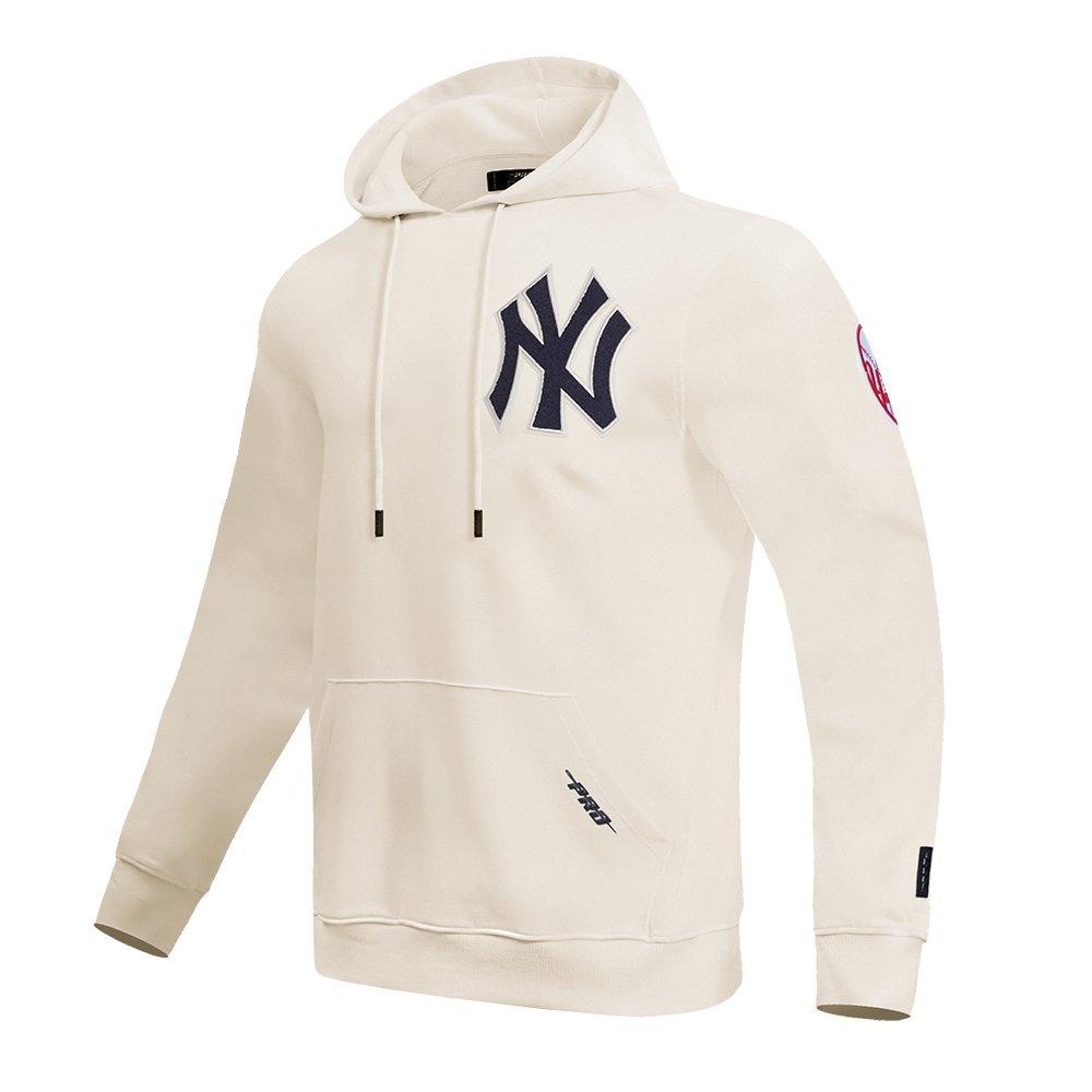Pro Standard Men's MLB New York Yankees Chenille Pullover Hoodie - CREAM Thumbnail View 3