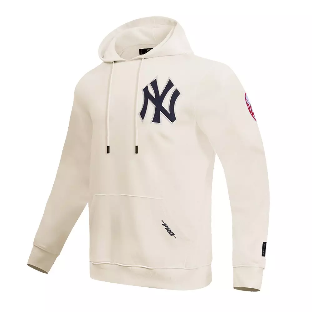 Pro Standard Men's MLB New York Yankees Chenille Pullover Hoodie - CREAM