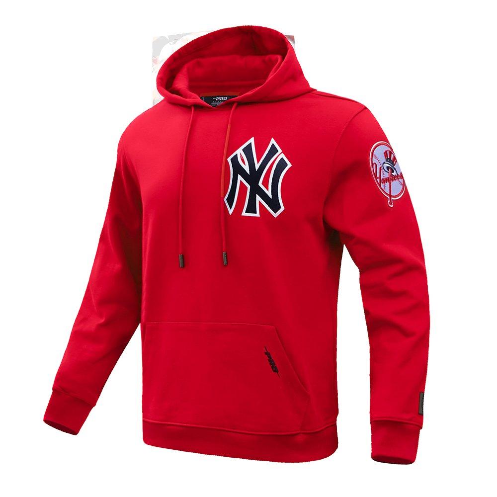 Pro Standard Men's MLB New York Yankees Chenille Pullover Hoodie - RED Thumbnail View 3