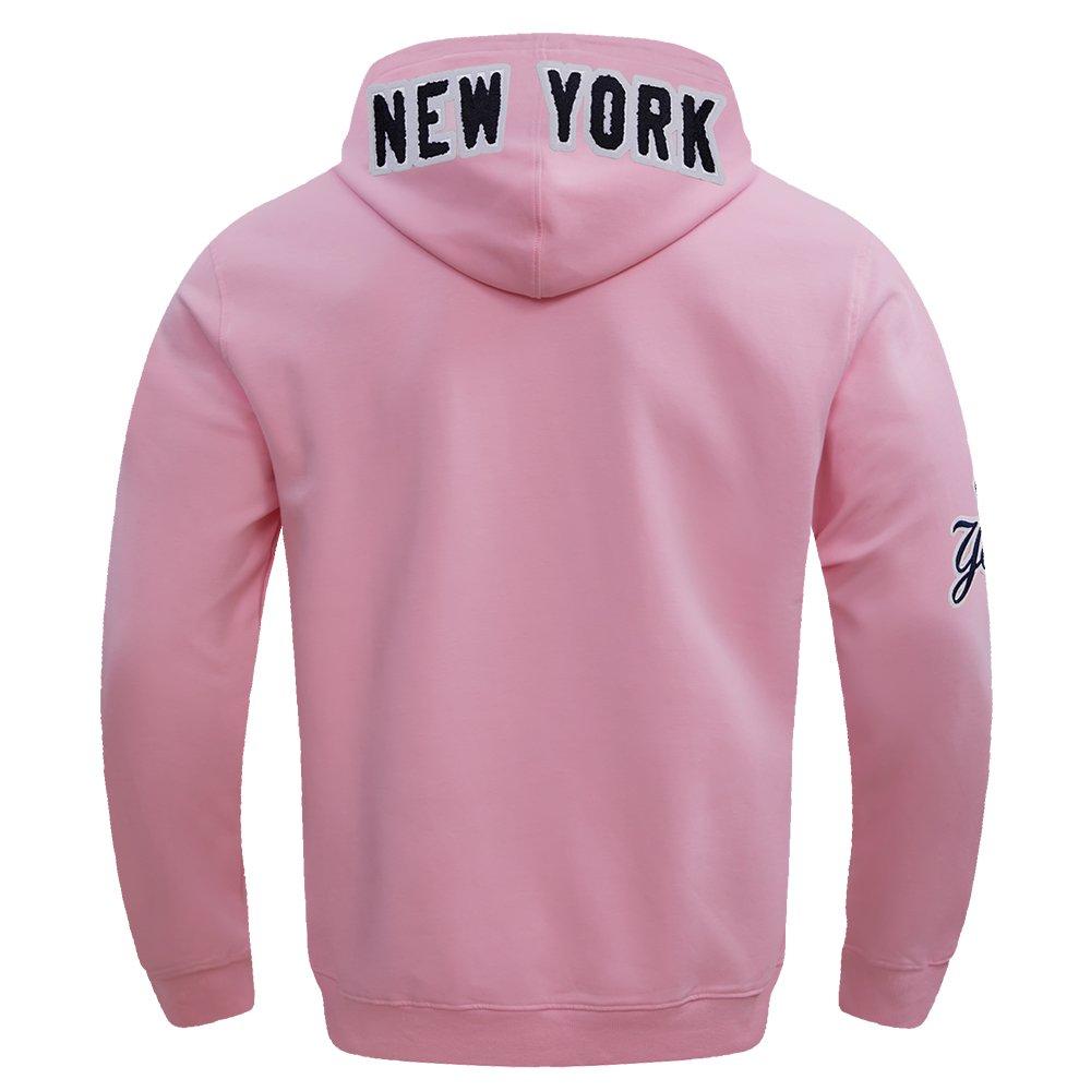 Pro Standard Men's MLB New York Yankees Chenille Pullover Hoodie - PINK Thumbnail View 2