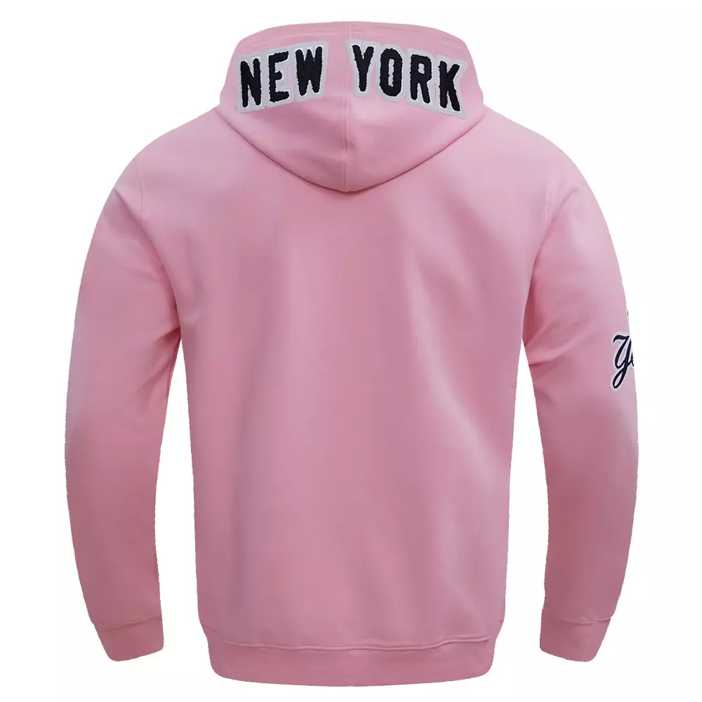 Pro Standard Men's MLB New York Yankees Chenille Pullover Hoodie - PINK
