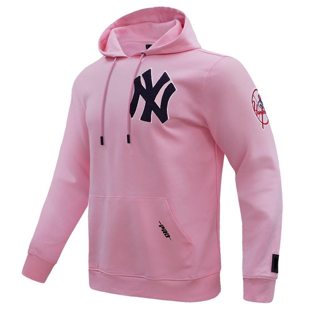 Pro Standard Men's MLB New York Yankees Chenille Pullover Hoodie - PINK Thumbnail View 3