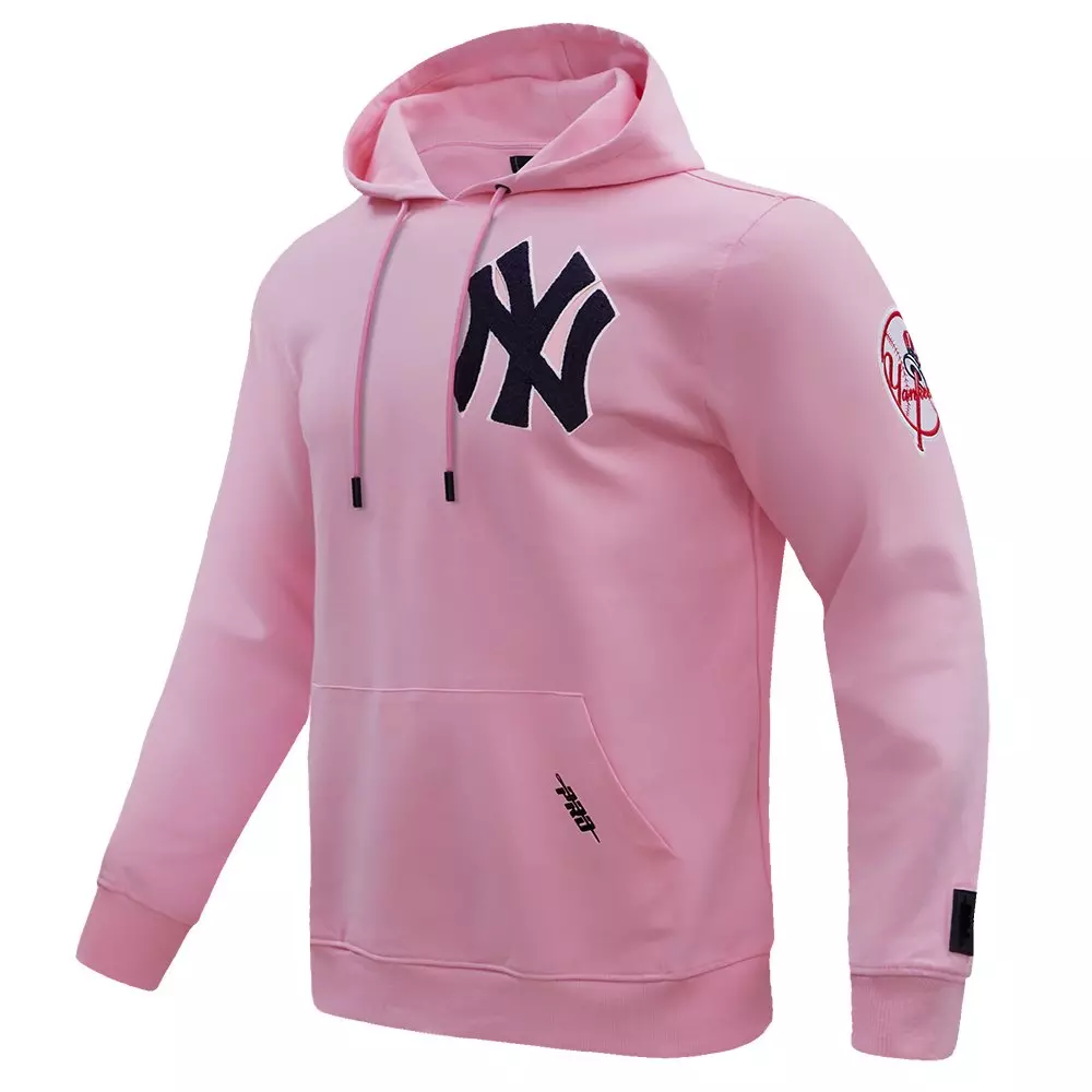 Pro Standard Men's MLB New York Yankees Chenille Pullover Hoodie - PINK