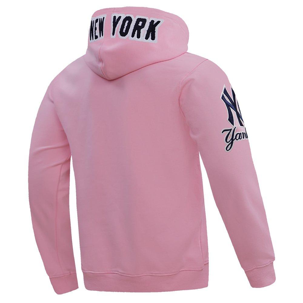 Pro Standard Men's MLB New York Yankees Chenille Pullover Hoodie - PINK Thumbnail View 4