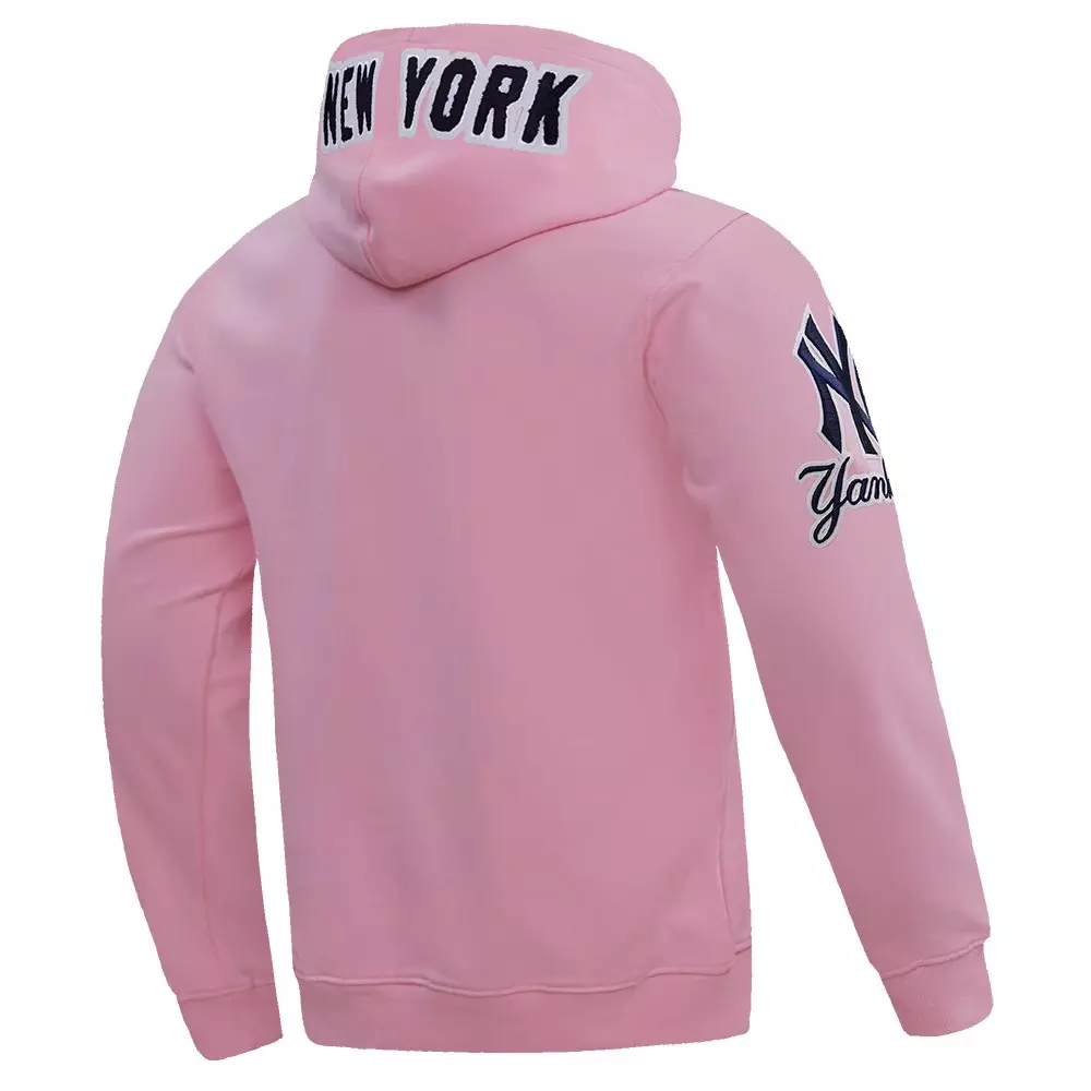 Pro Standard Men's MLB New York Yankees Chenille Pullover Hoodie - PINK