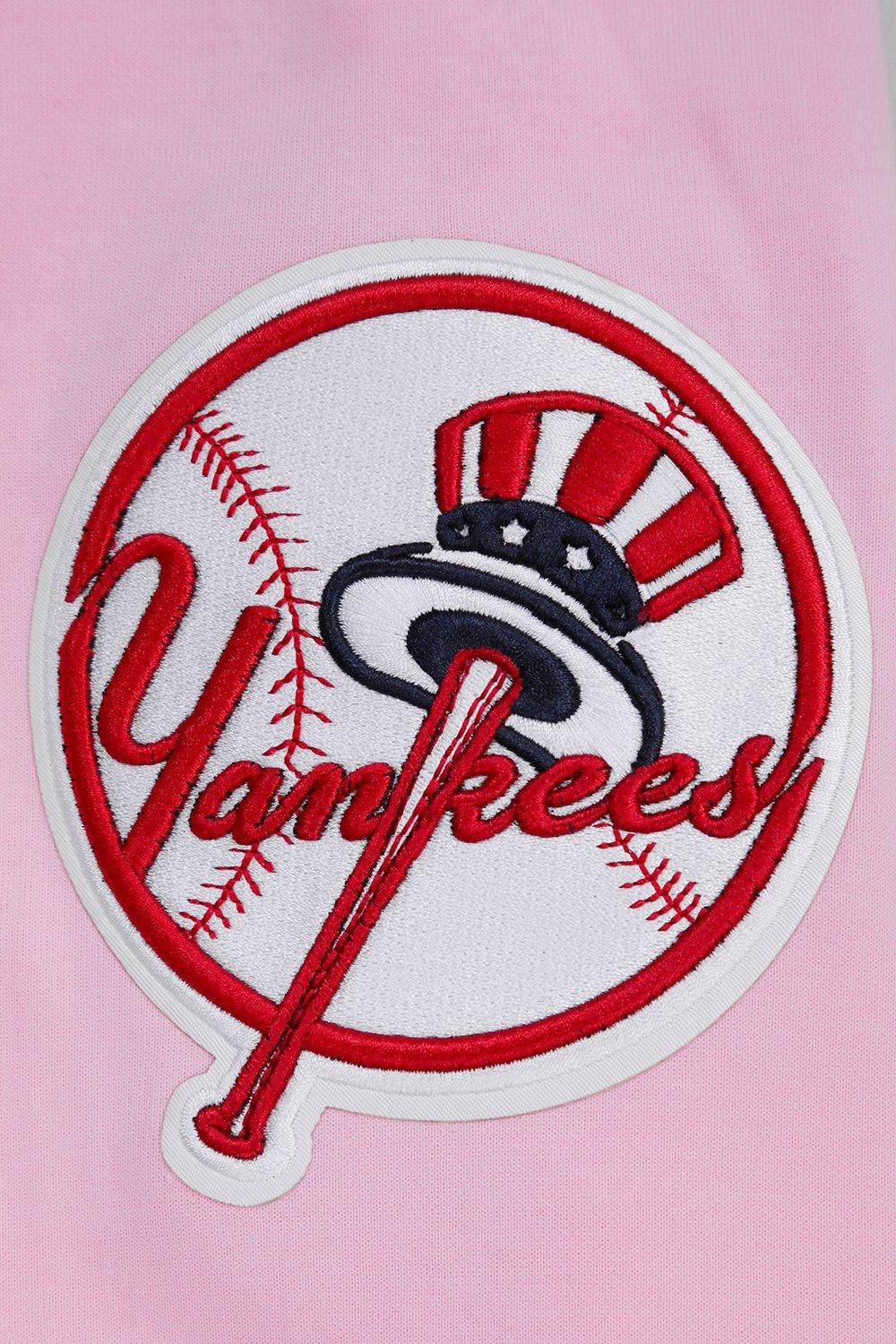 Pro Standard Men's MLB New York Yankees Chenille Pullover Hoodie - PINK Thumbnail View 8